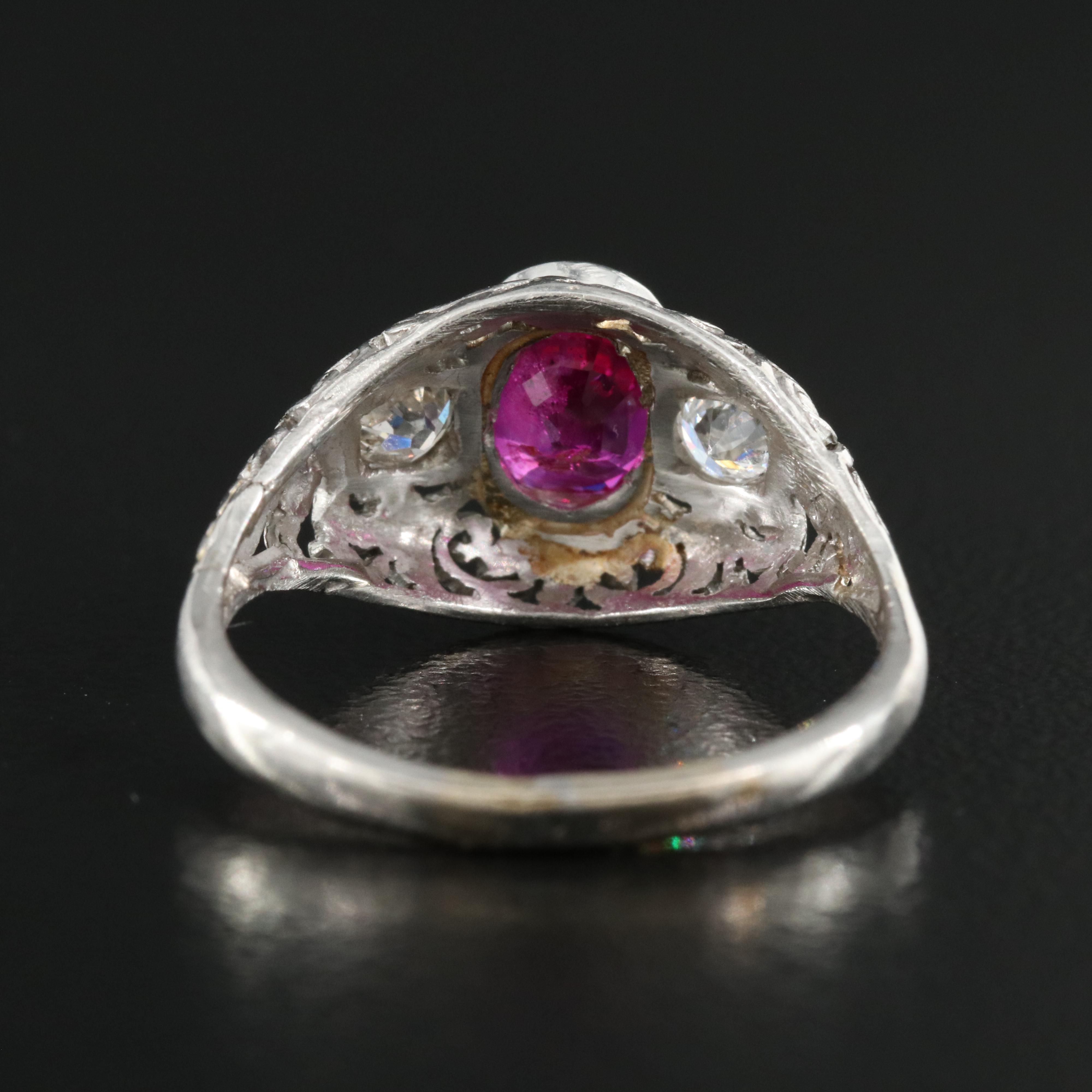 Platinum and Palladium 1.14 CT Unheated Burmese Ruby Ring with GIA Report