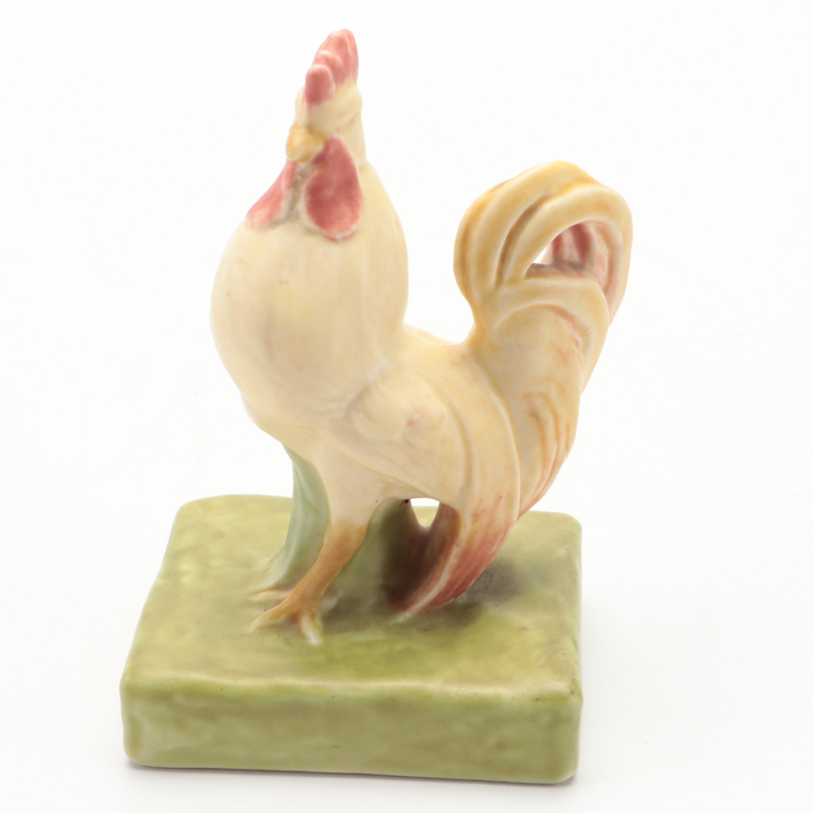 Rookwood Pottery Ceramic Rooster Paperweight, 1943