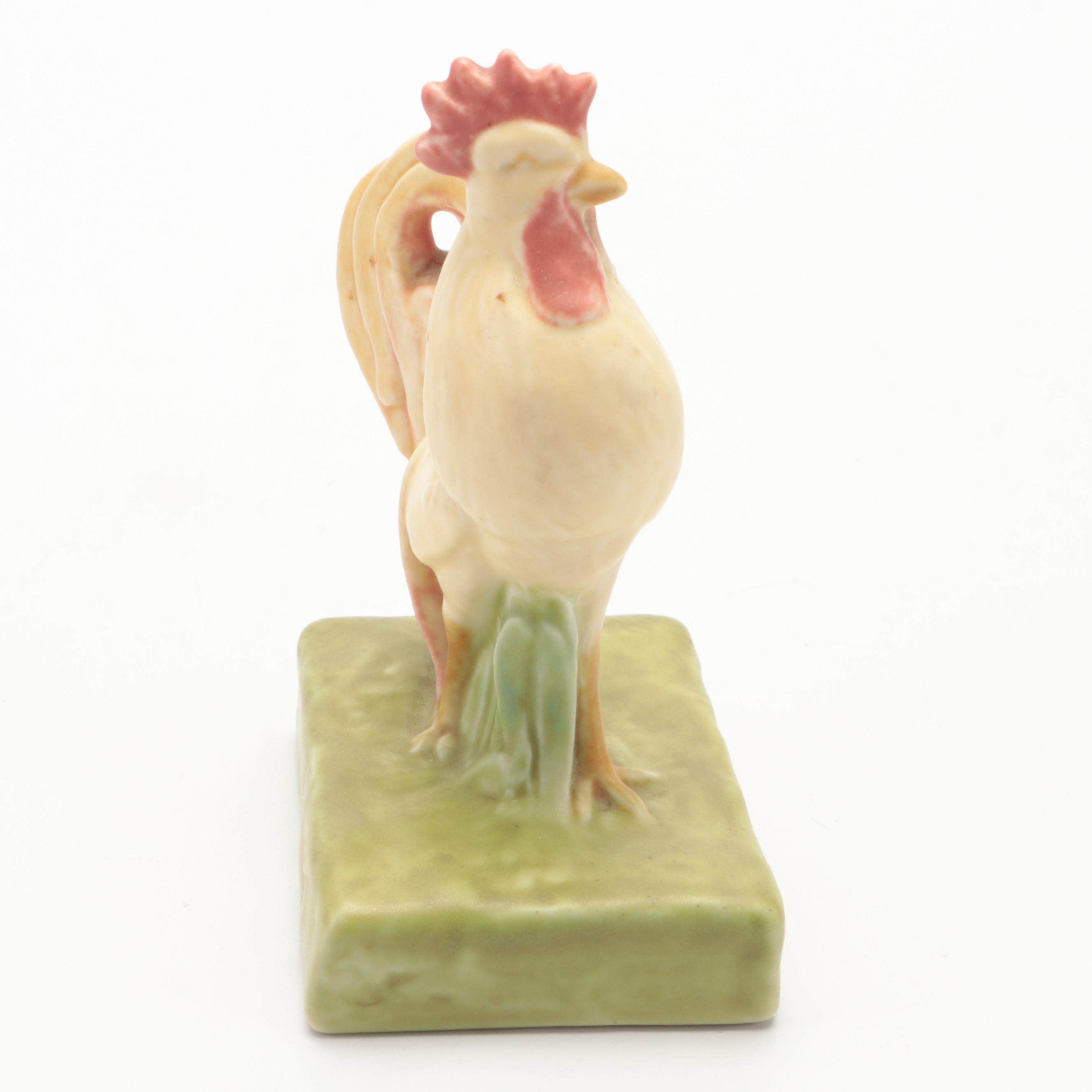 Rookwood Pottery Ceramic Rooster Paperweight, 1943