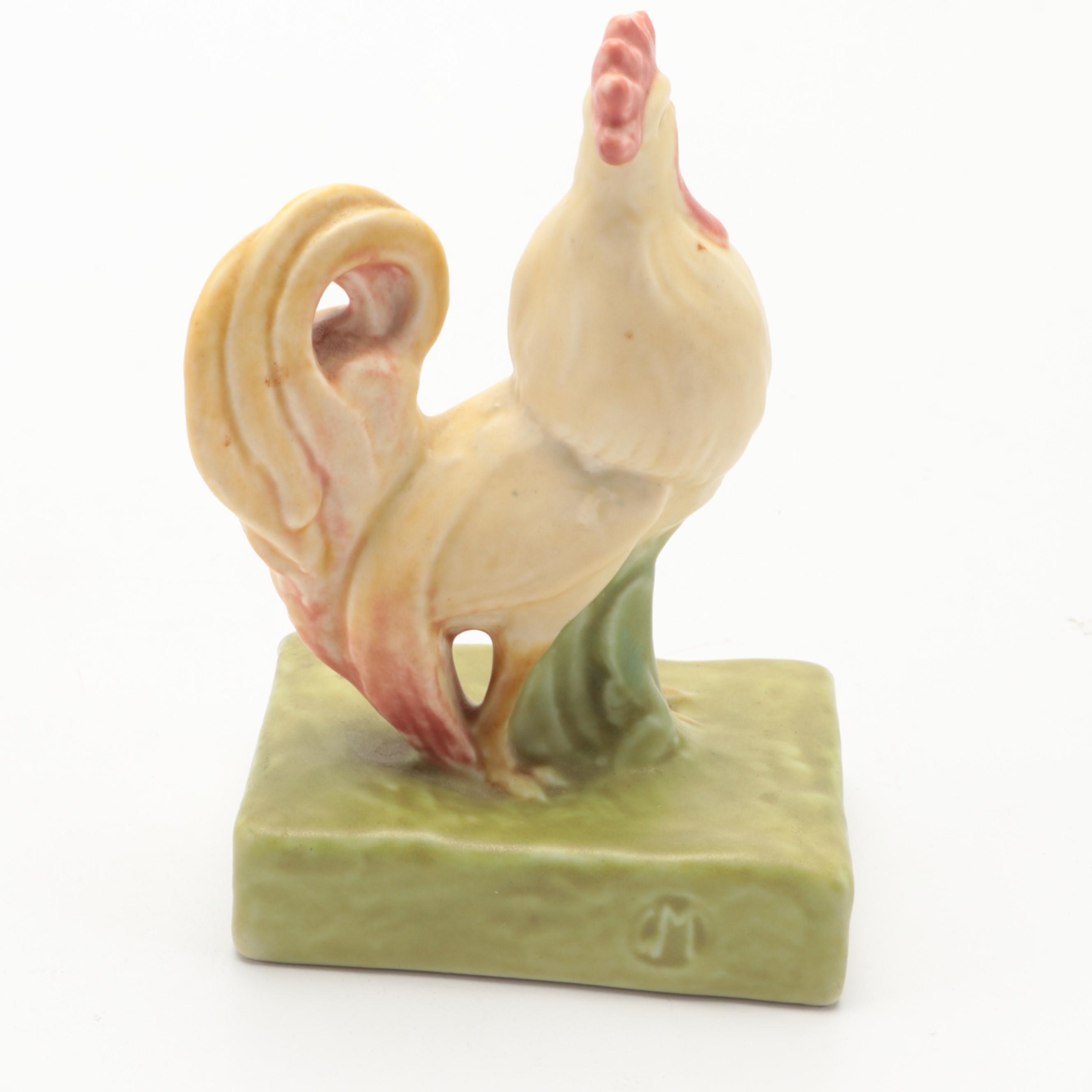 Rookwood Pottery Ceramic Rooster Paperweight, 1943