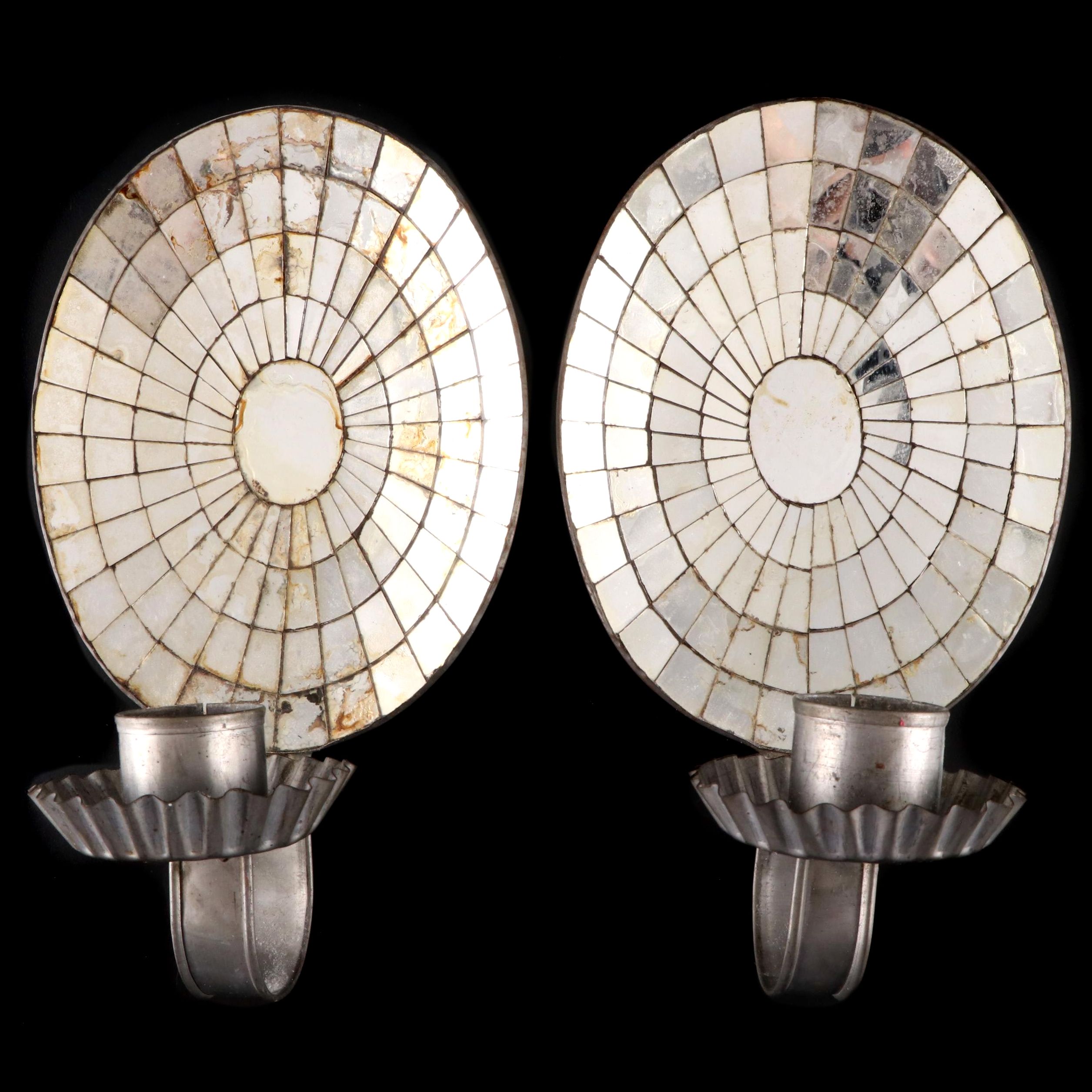 Colonial Style Mirrored Tin Candle Sconces