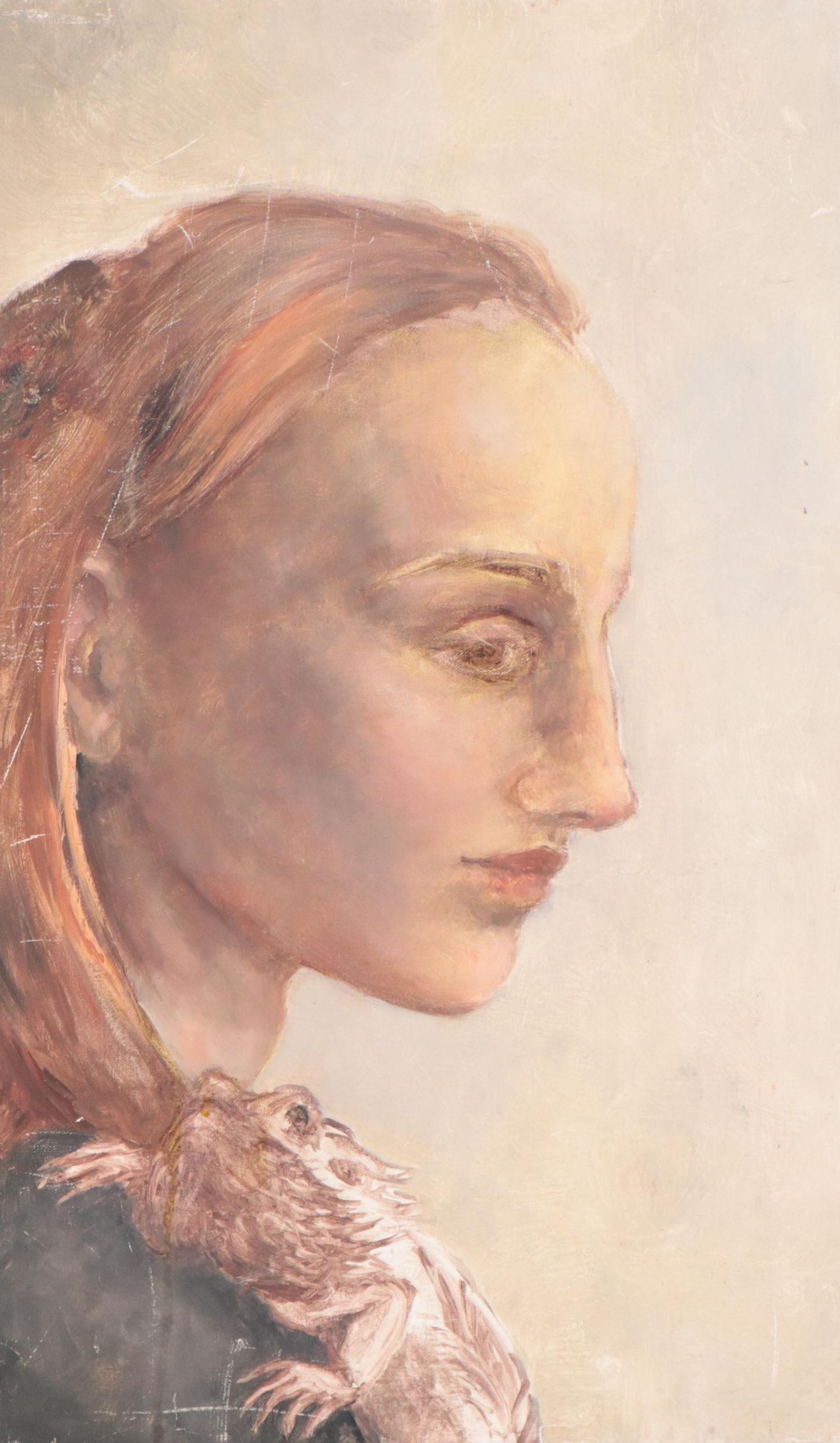 Sarah Szabo Oil Portrait of Woman with Toad, 21st Century