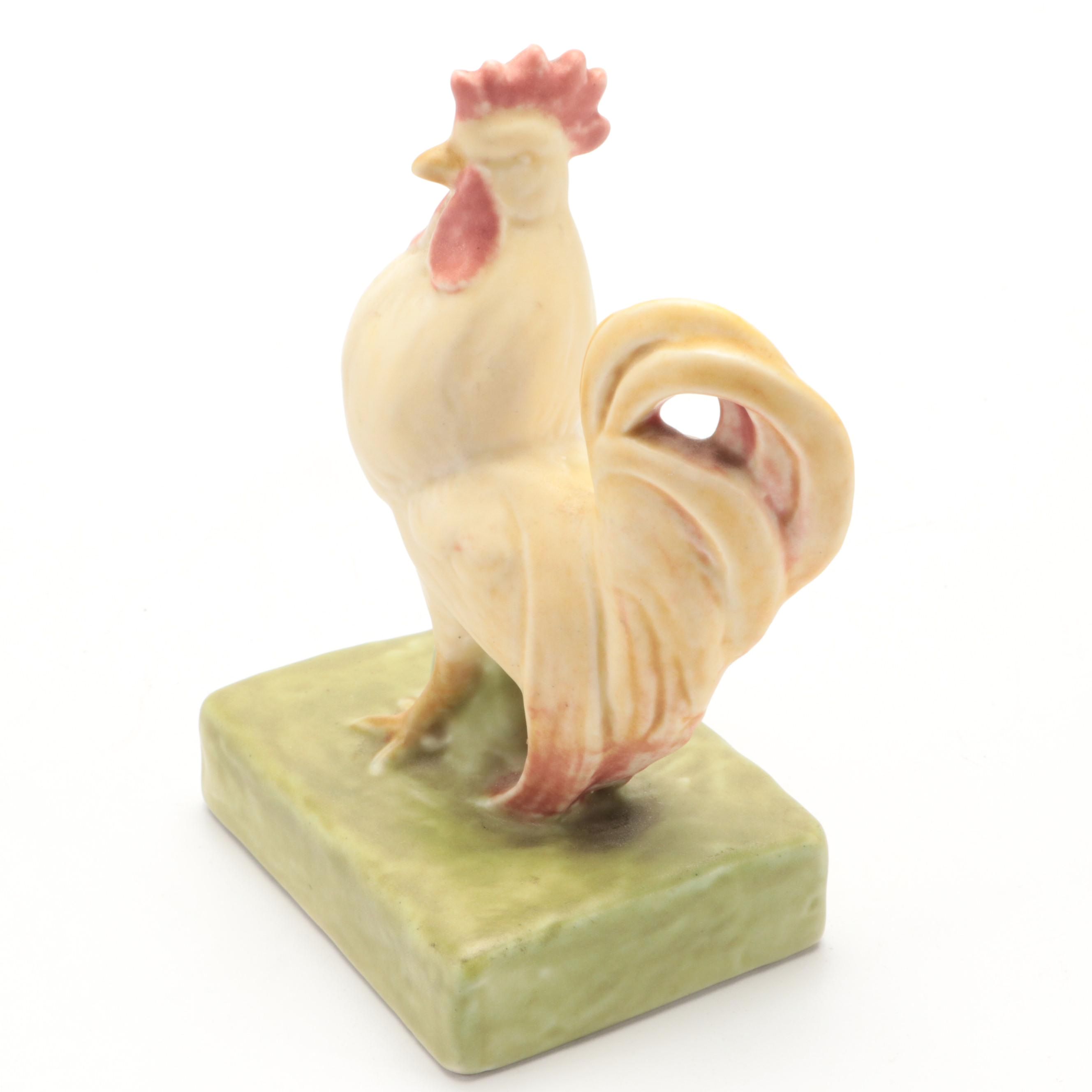 Rookwood Pottery Ceramic Rooster Paperweight, 1943