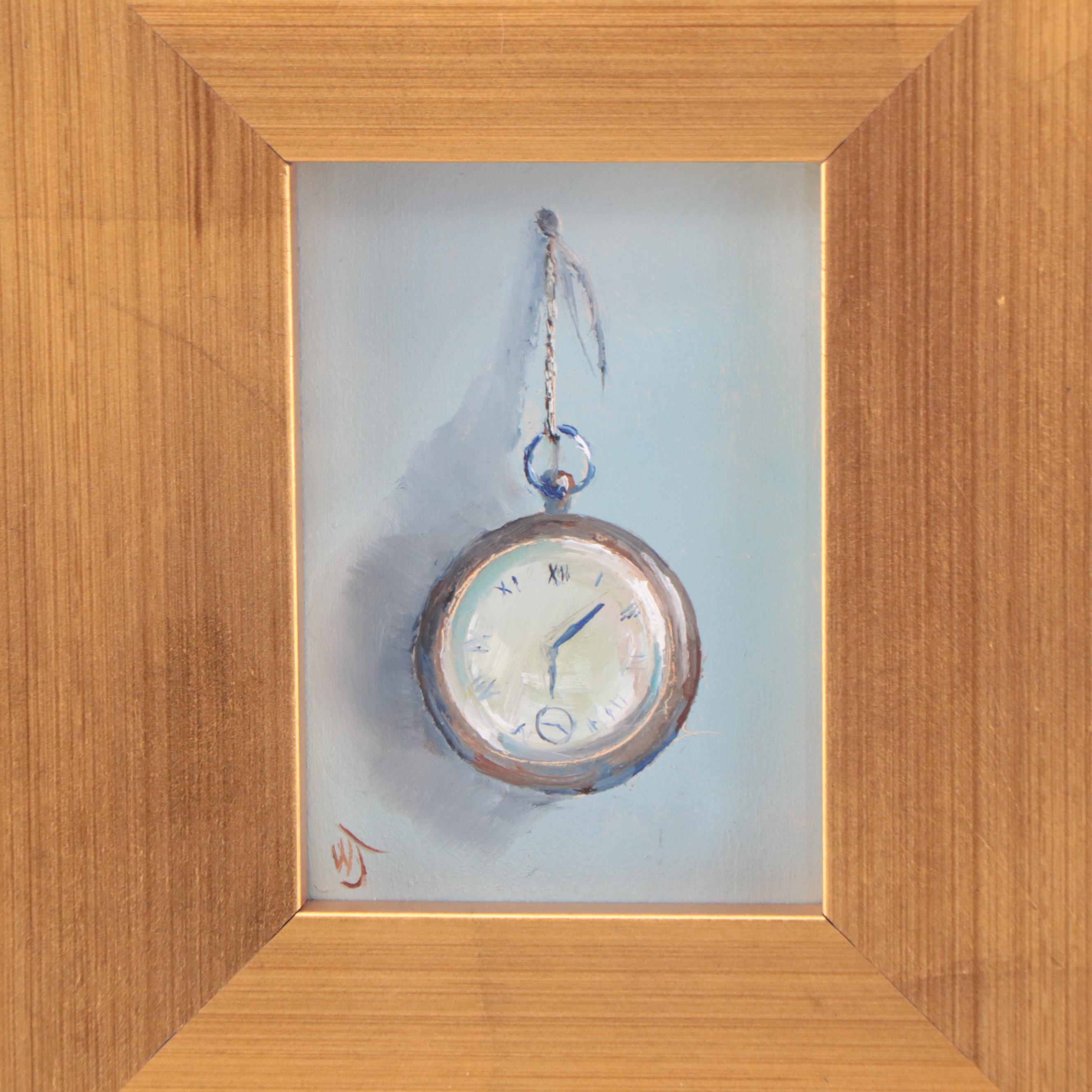 William Jamison Oil Painting of a Pocket Watch, 21st Century