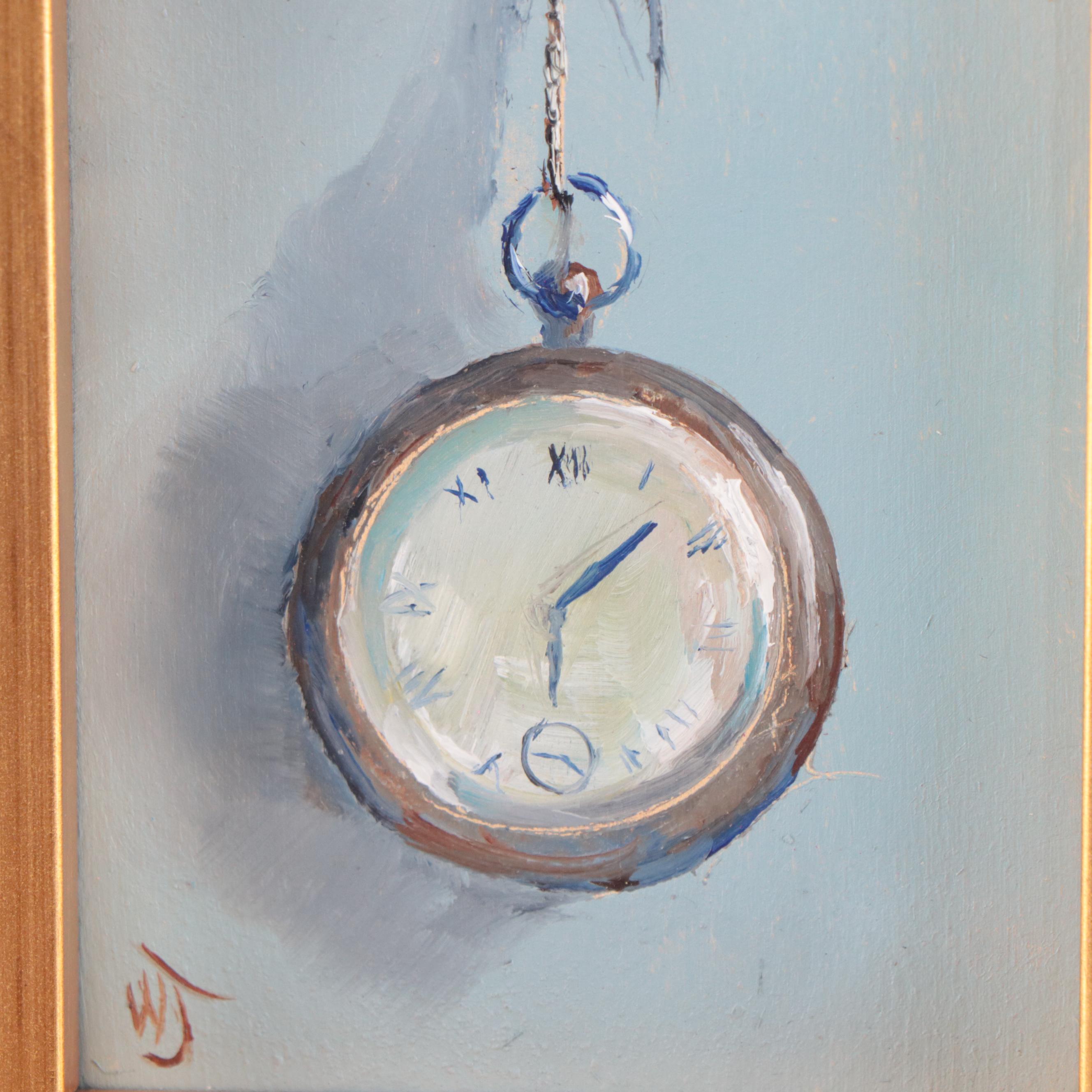 William Jamison Oil Painting of a Pocket Watch, 21st Century