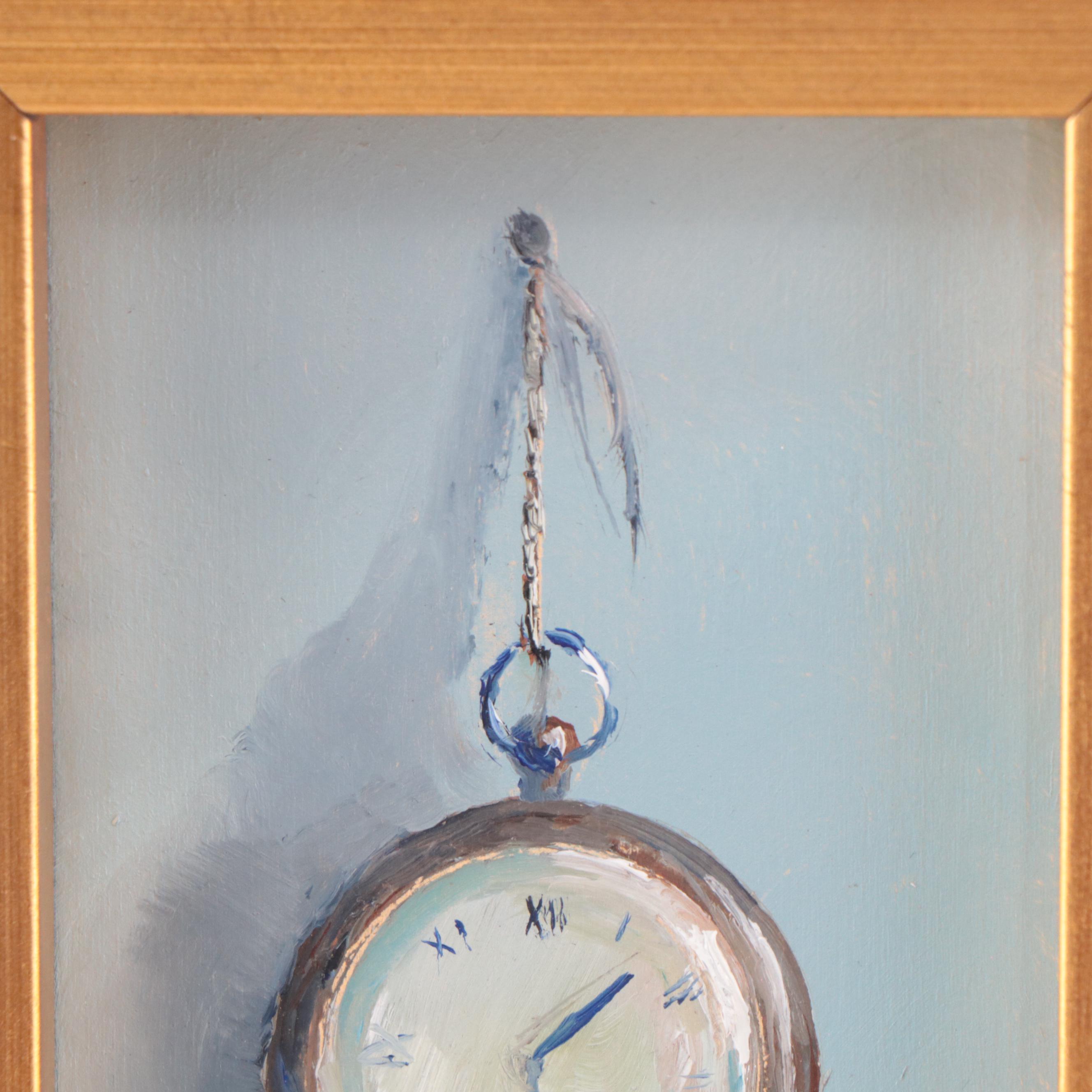 William Jamison Oil Painting of a Pocket Watch, 21st Century