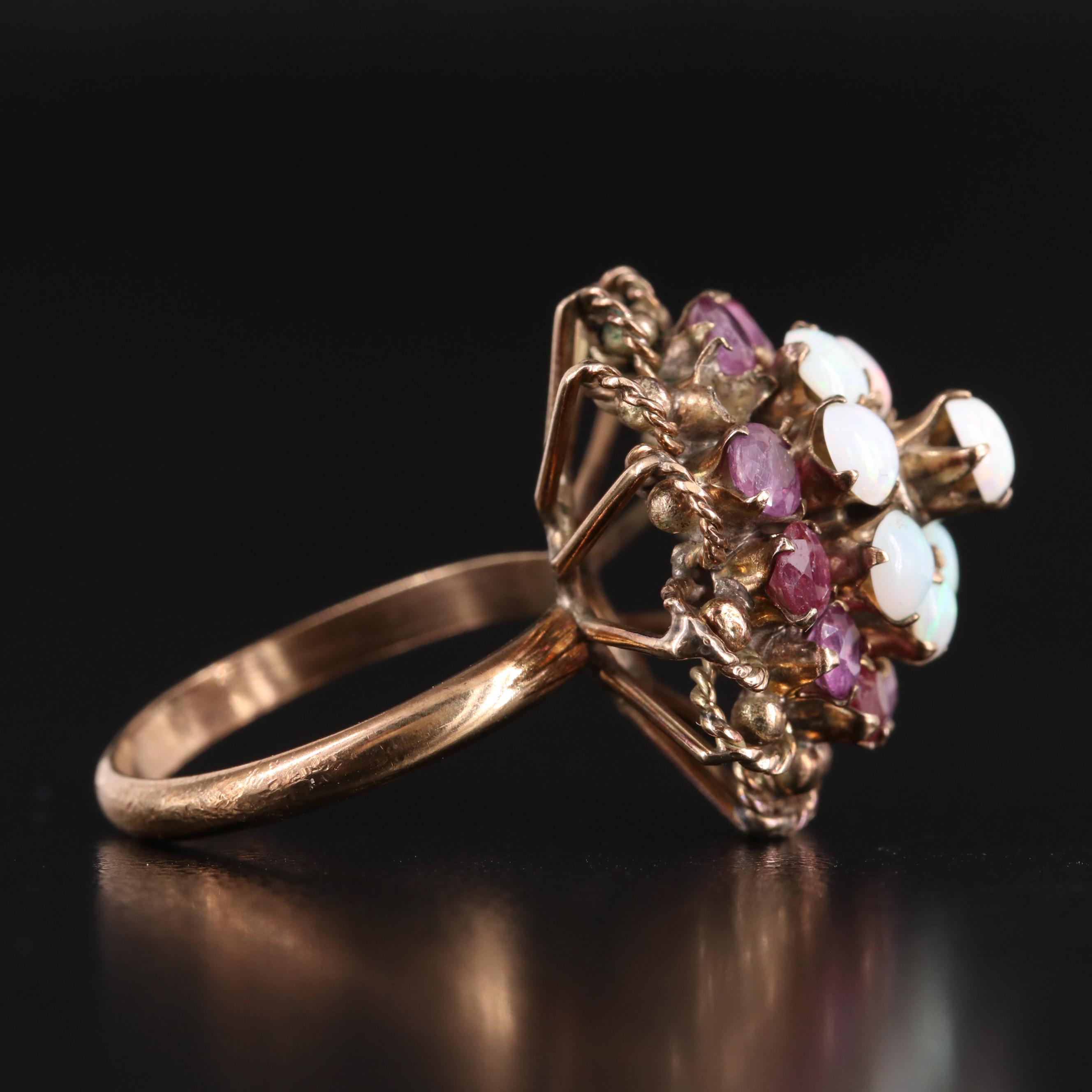 10K Opal and Ruby Thai Princess Ring
