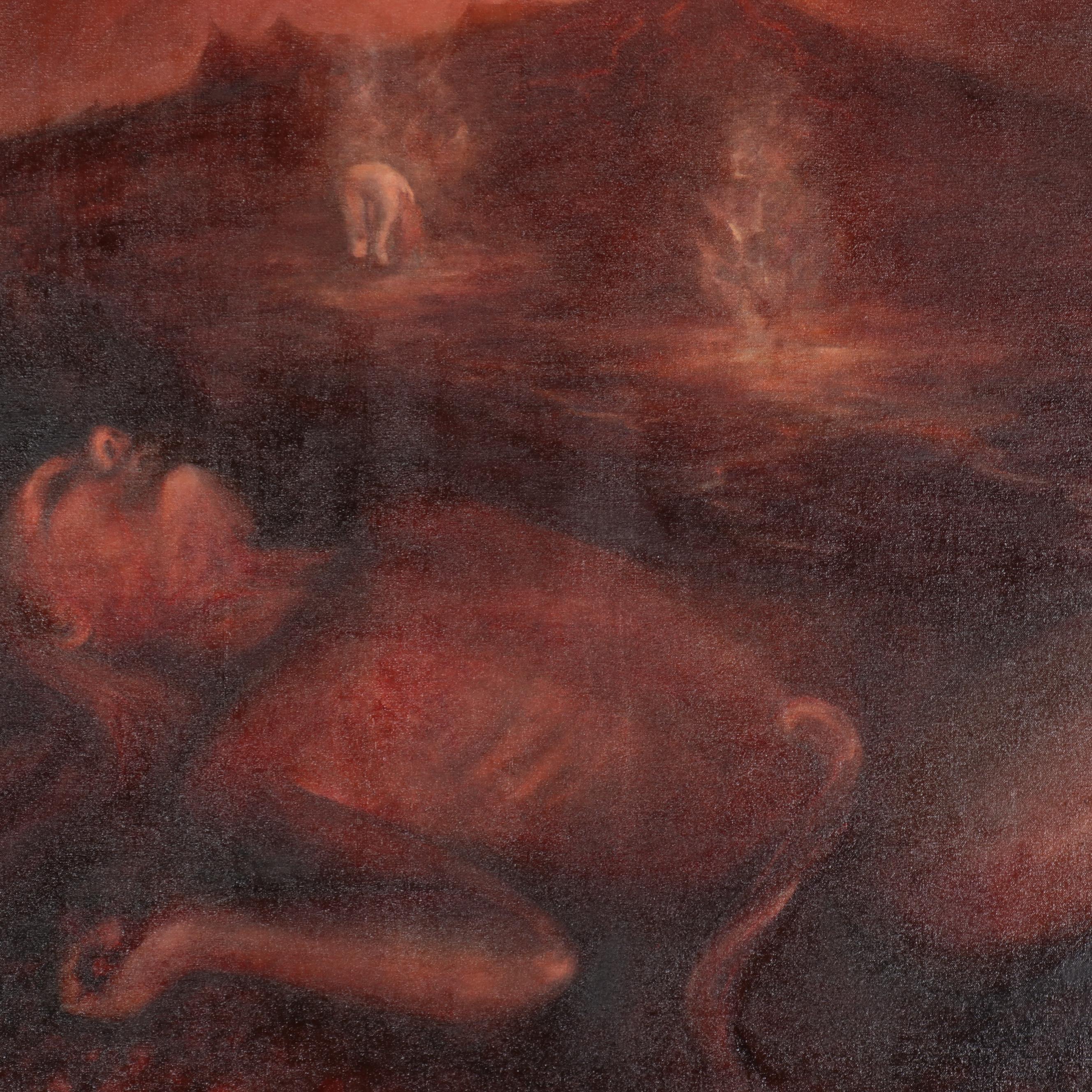 Sarah Szabo Surrealist Figural Oil Painting "Volcanic Revival," 21st Century