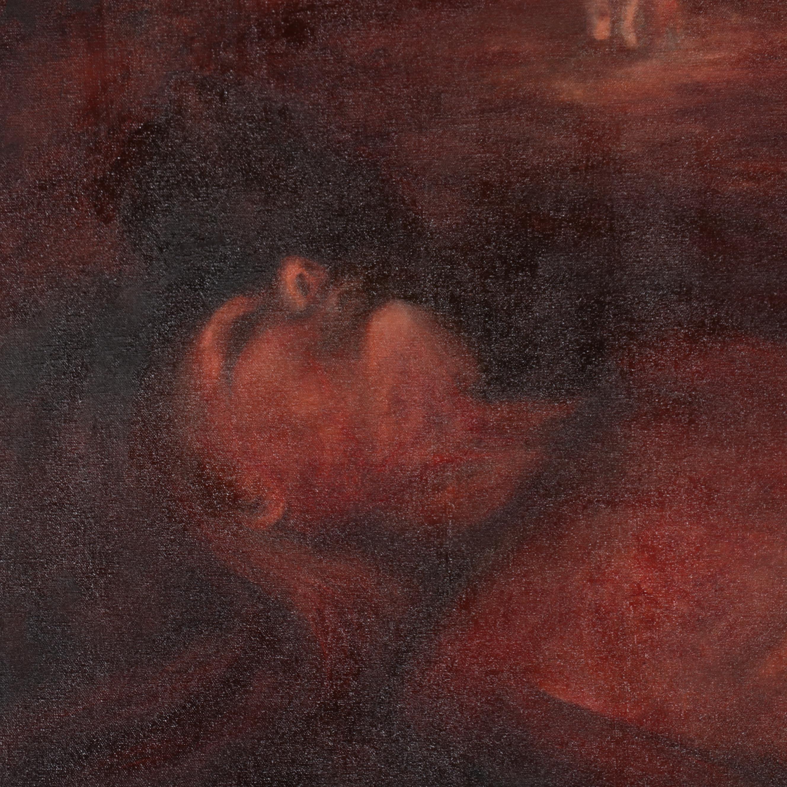 Sarah Szabo Surrealist Figural Oil Painting "Volcanic Revival," 21st Century