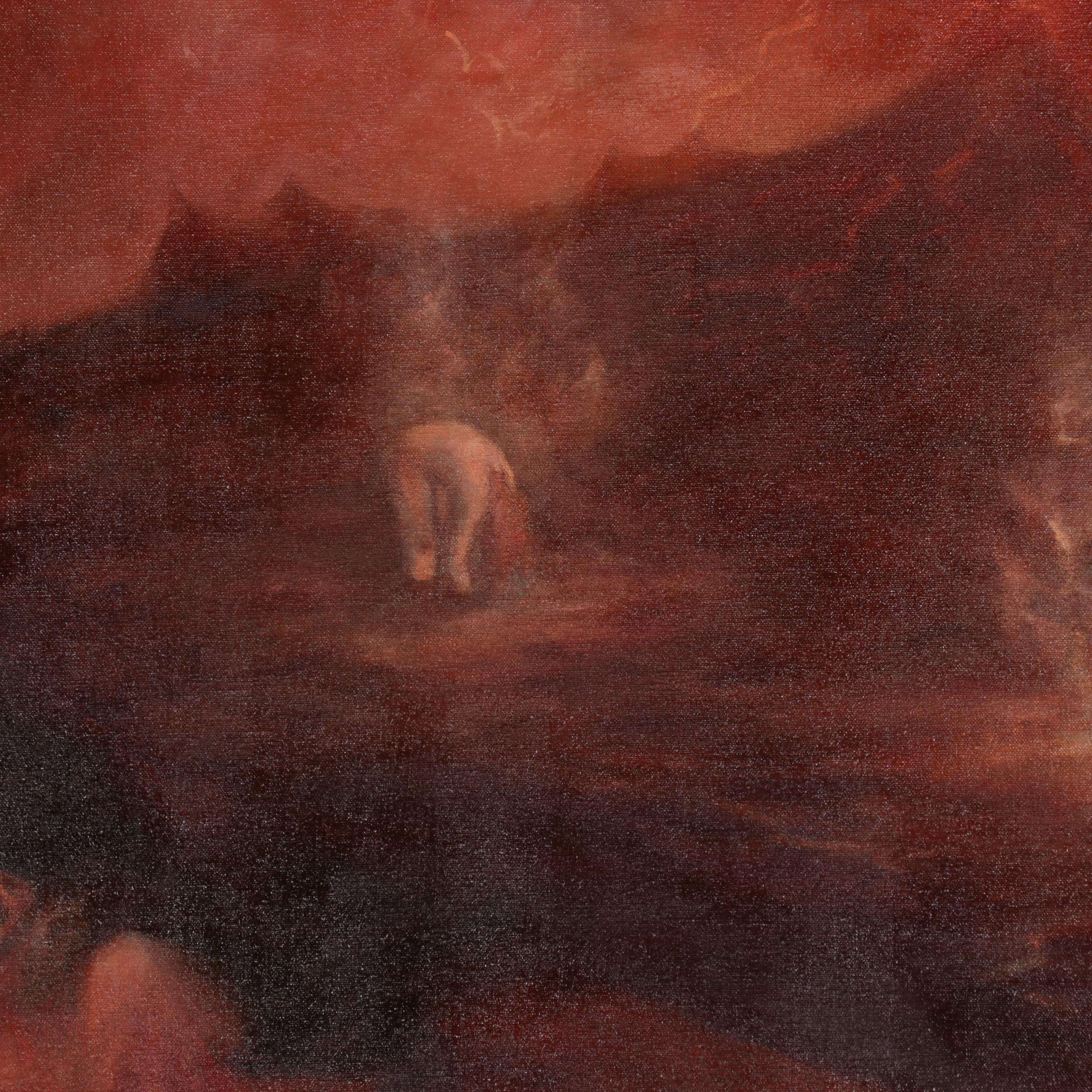 Sarah Szabo Surrealist Figural Oil Painting "Volcanic Revival," 21st Century