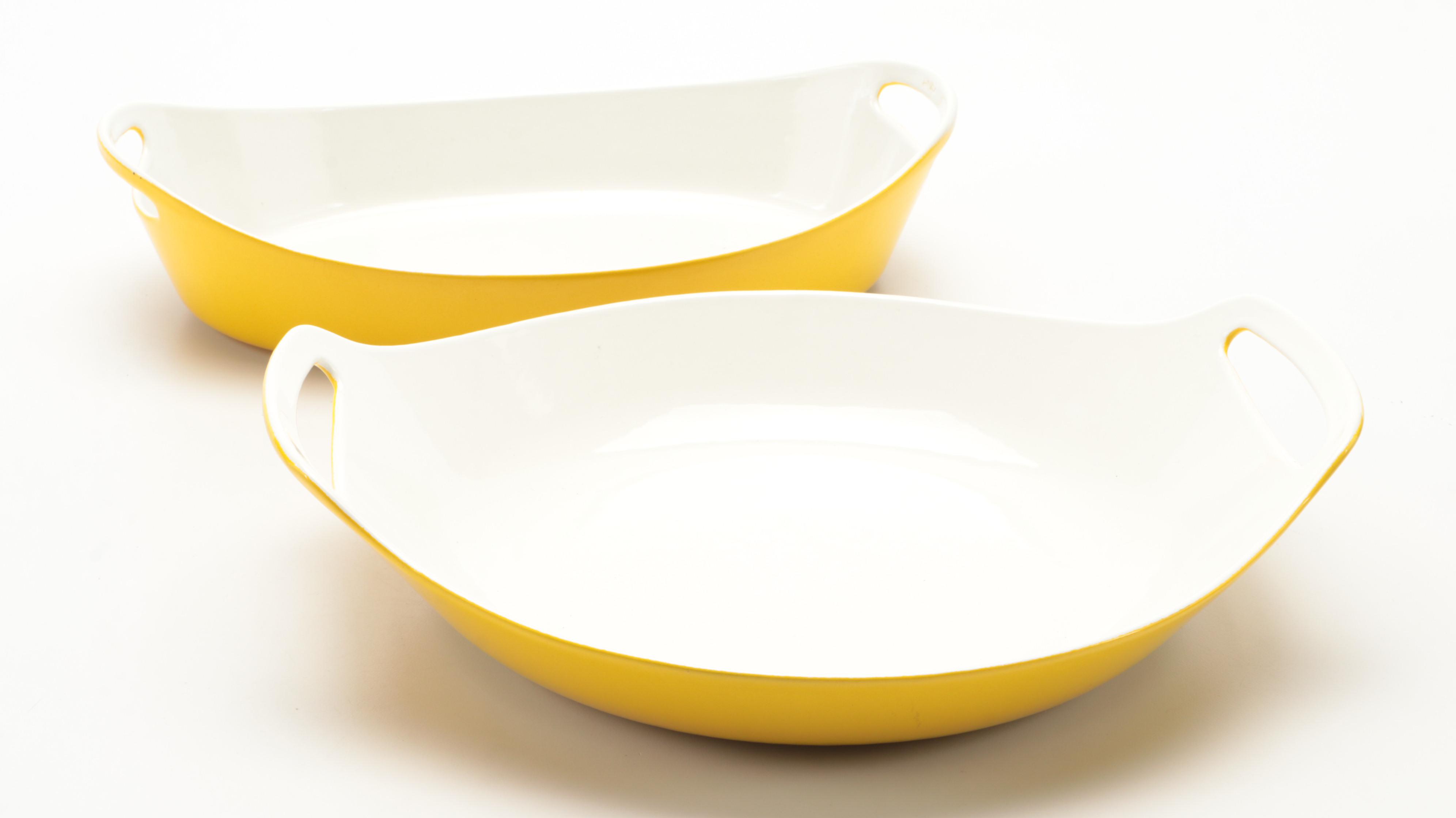 Copco Yellow Enameled Cast Iron Paella Pan, Dutch Oven, and Casserole with More