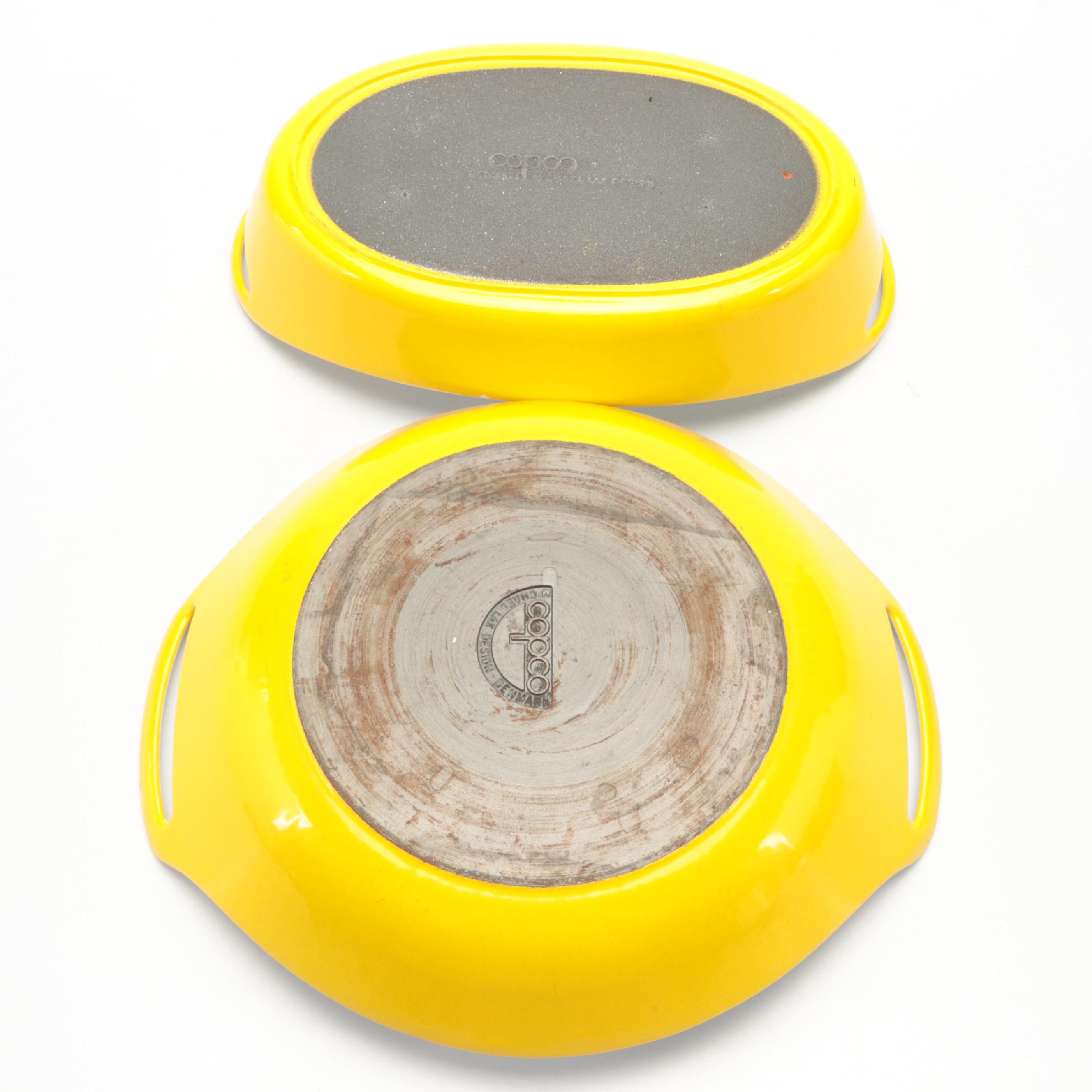 Copco Yellow Enameled Cast Iron Paella Pan, Dutch Oven, and Casserole with More