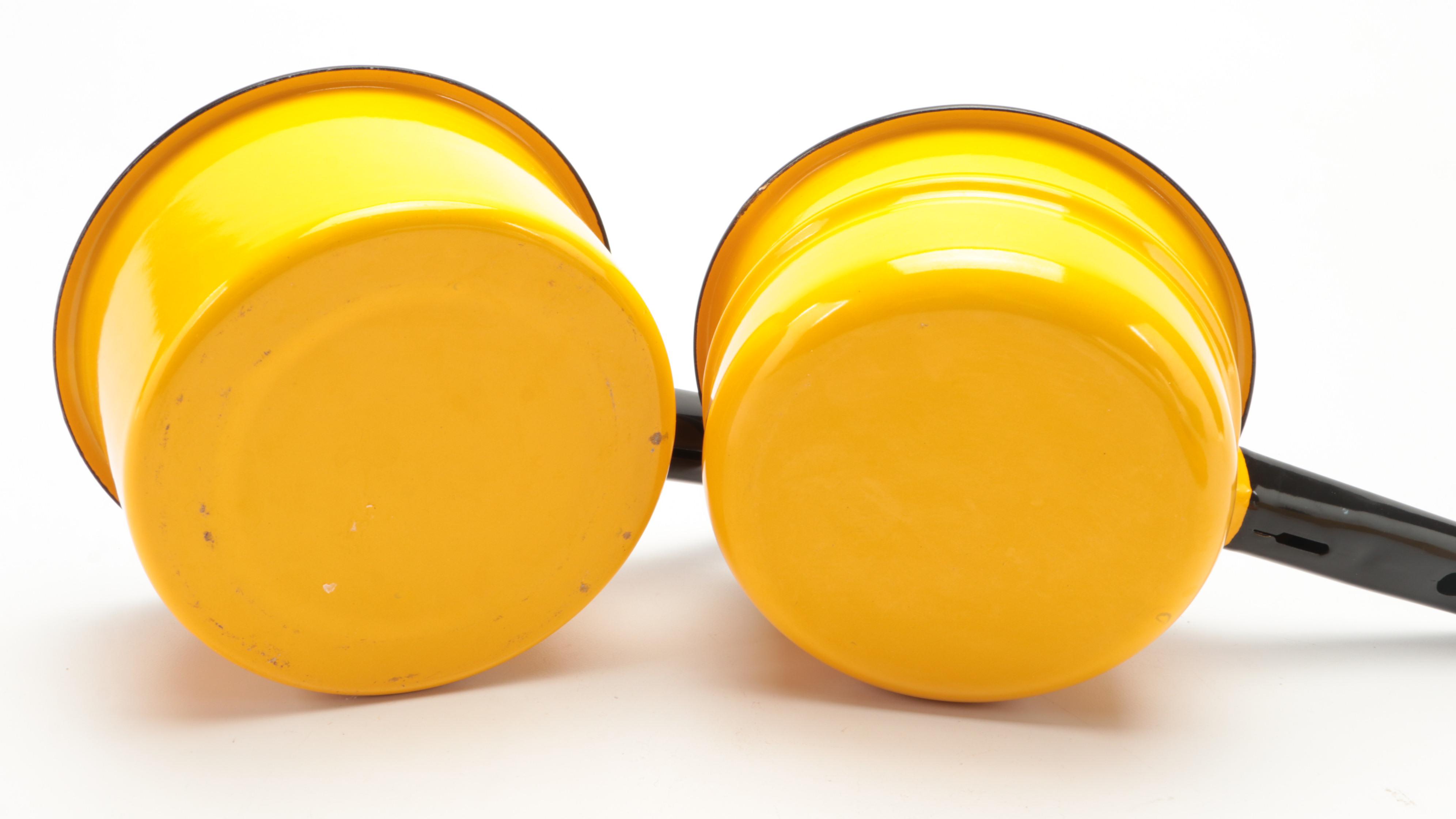 Copco Yellow Enameled Cast Iron Paella Pan, Dutch Oven, and Casserole with More