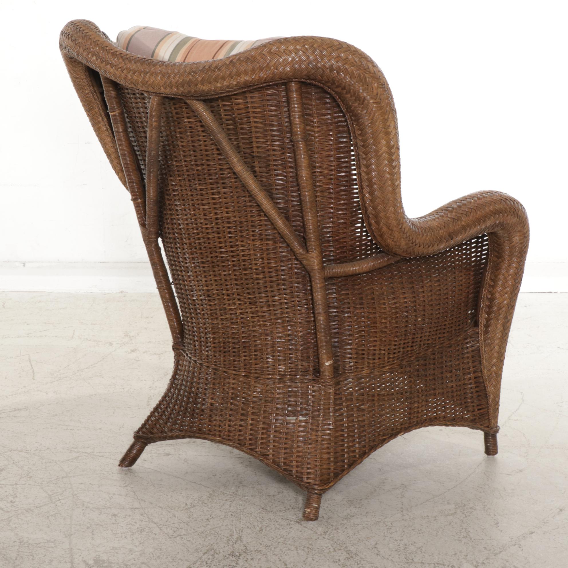 Henry Link Wicker Armchair With Wicker Sofa, Footstool and Pillows