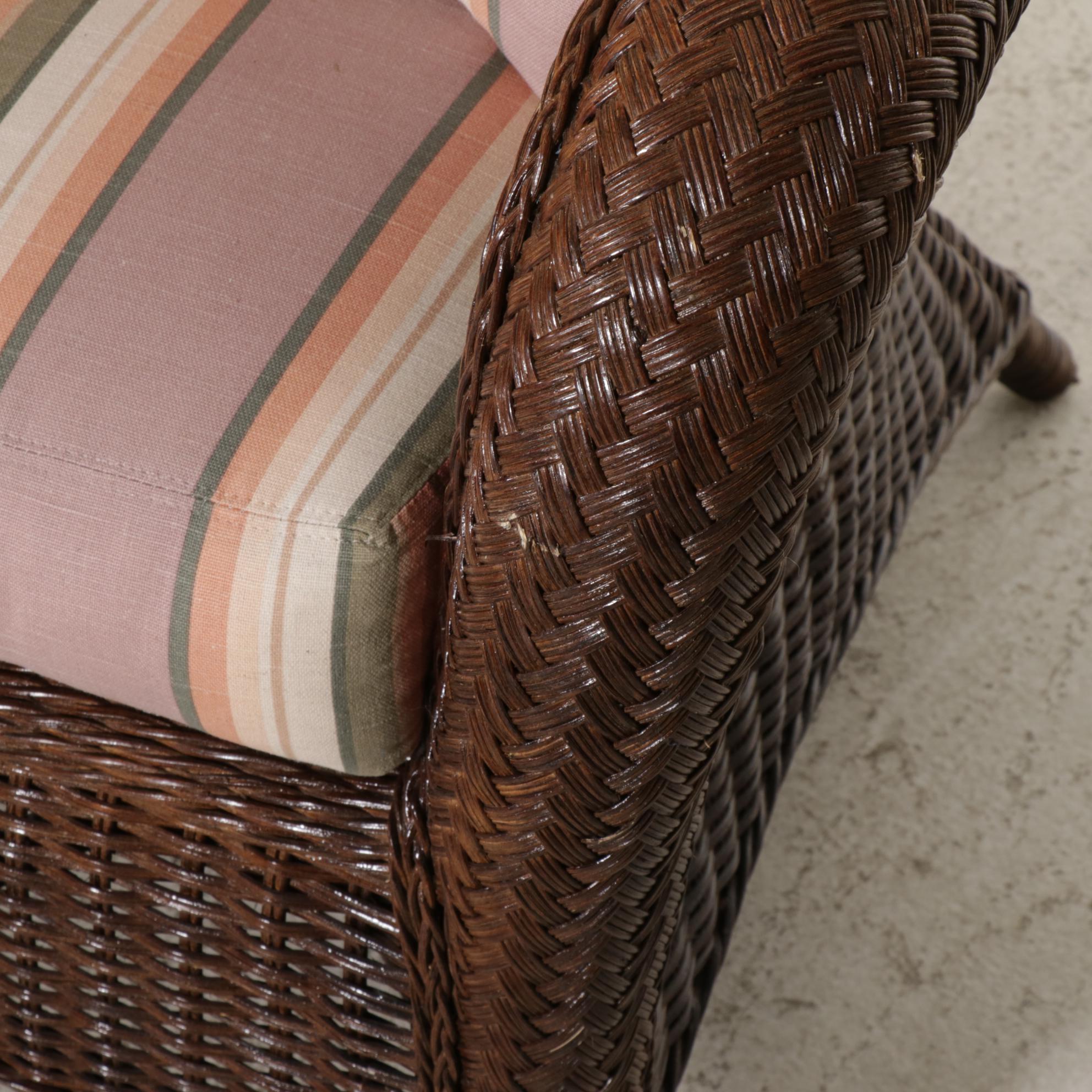 Henry Link Wicker Armchair With Wicker Sofa, Footstool and Pillows