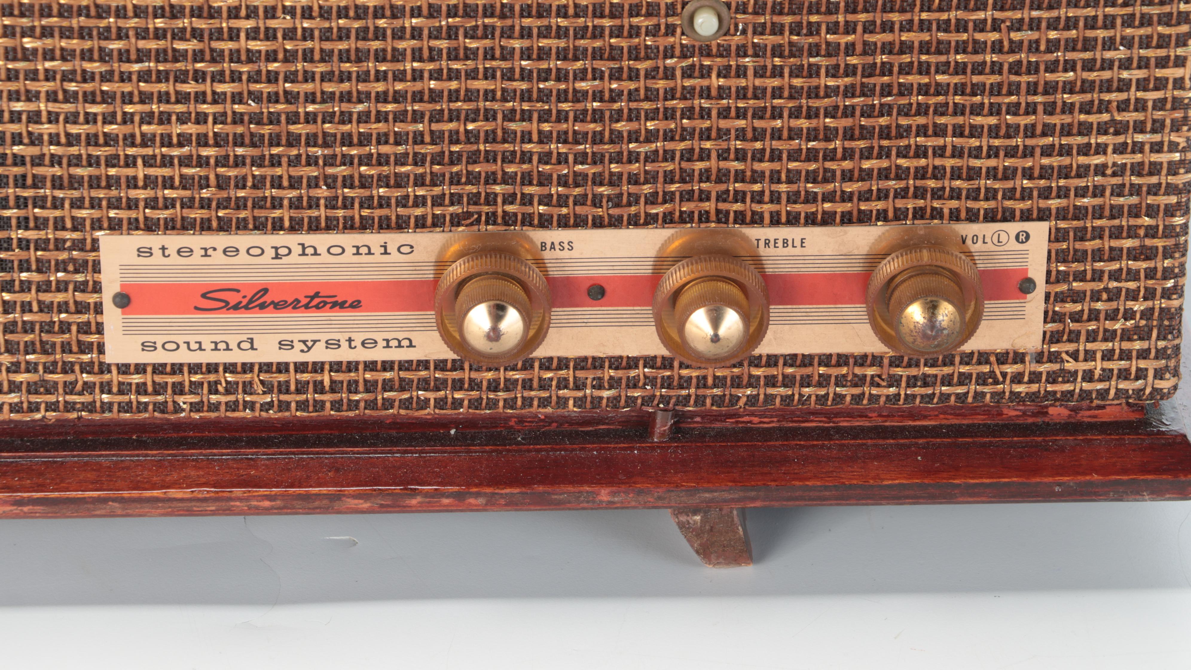 Silvertone Model 9252 Mahogany Veneered Stereophonic Sound System, 1950s