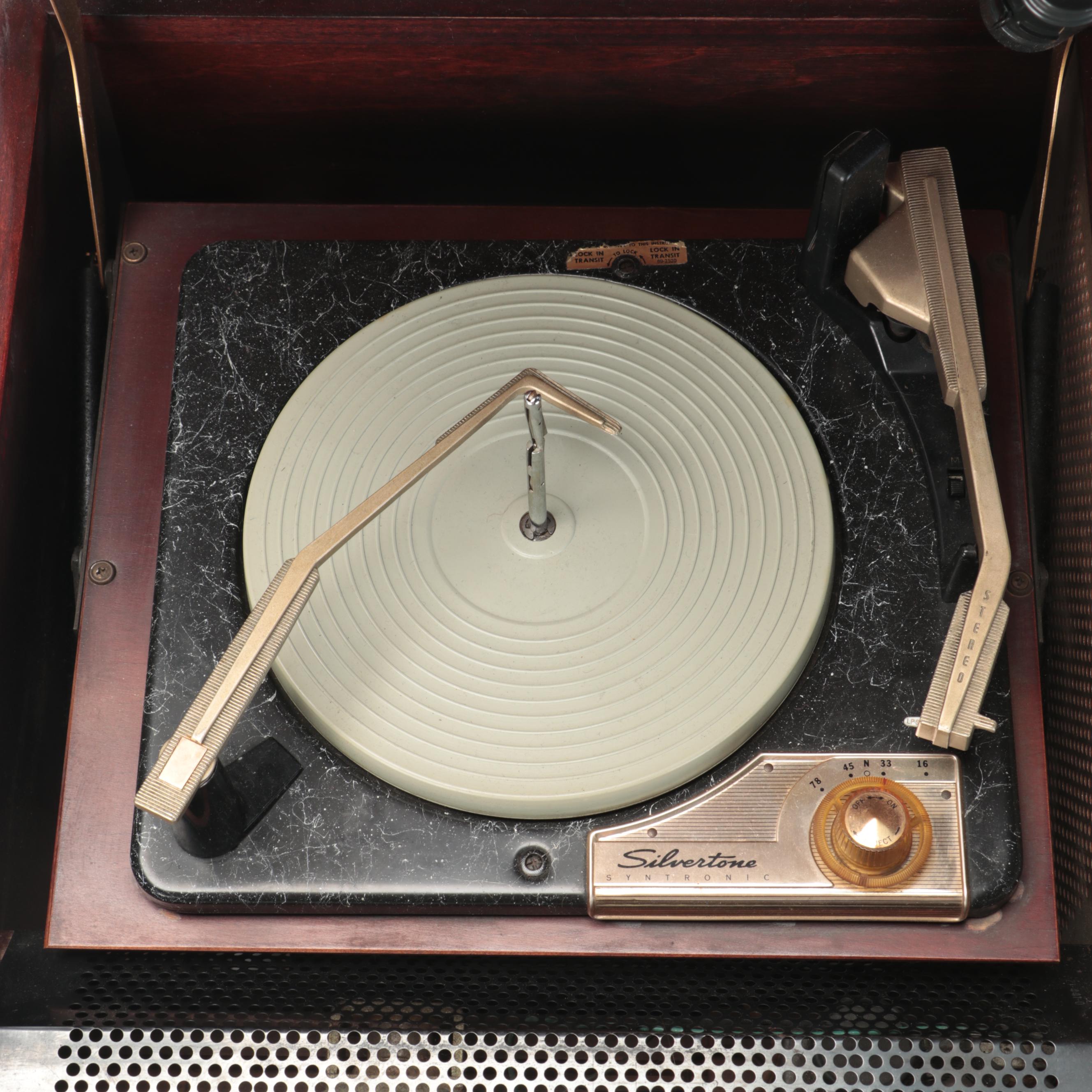Silvertone Model 9252 Mahogany Veneered Stereophonic Sound System, 1950s