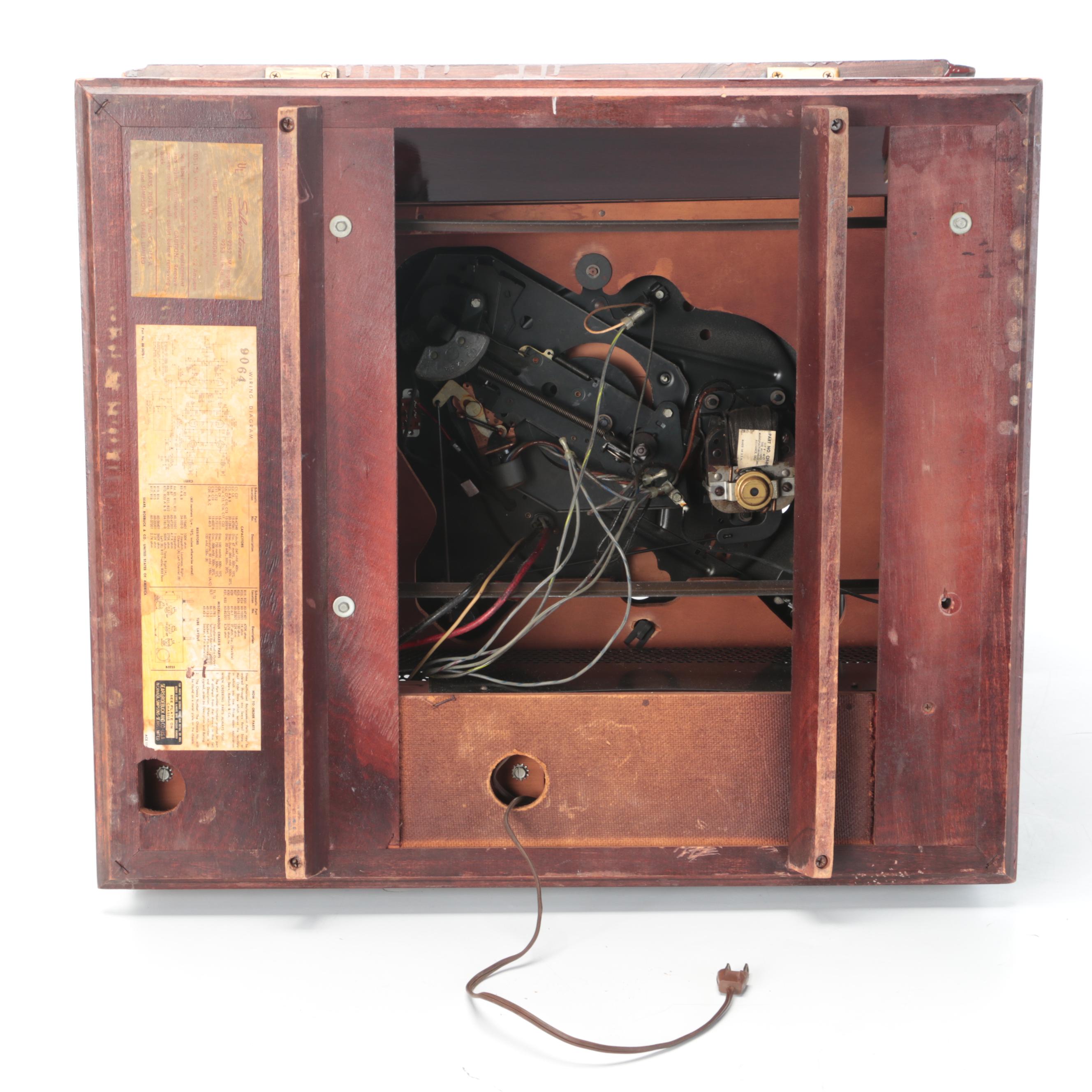 Silvertone Model 9252 Mahogany Veneered Stereophonic Sound System, 1950s