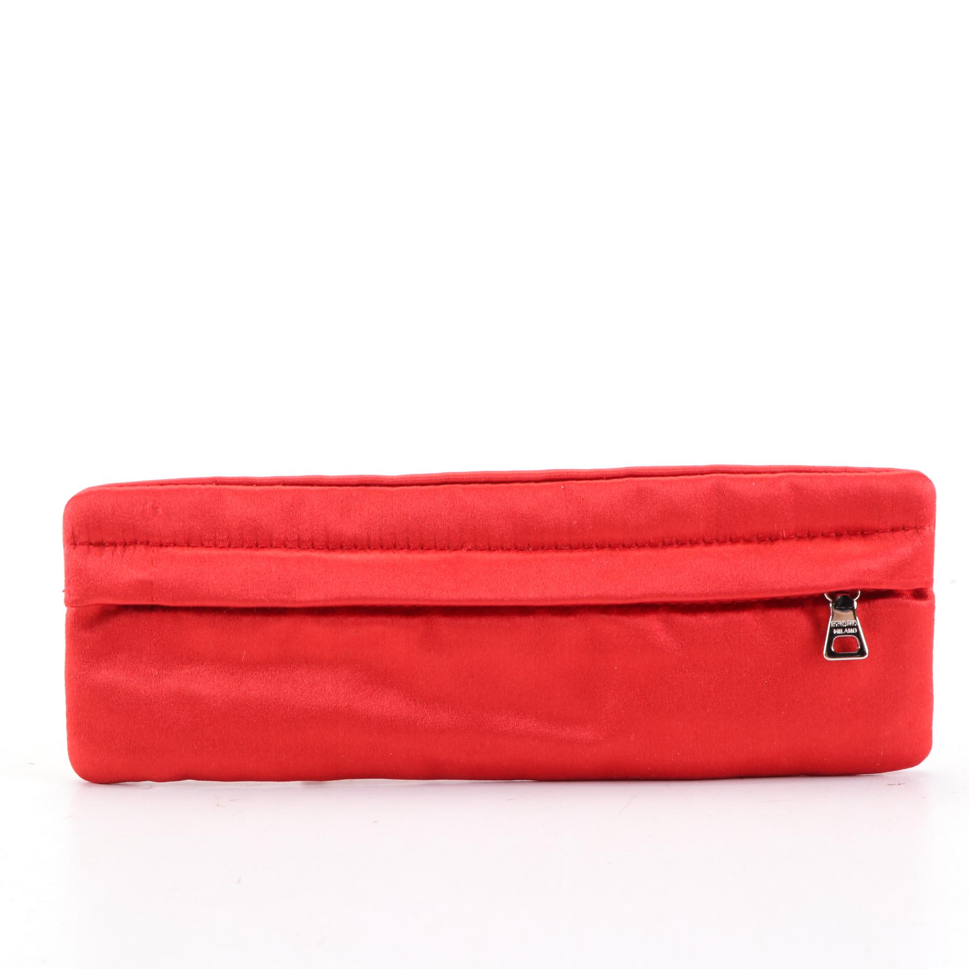 Prada Satin Zip Clutch and Small Zip Pouches