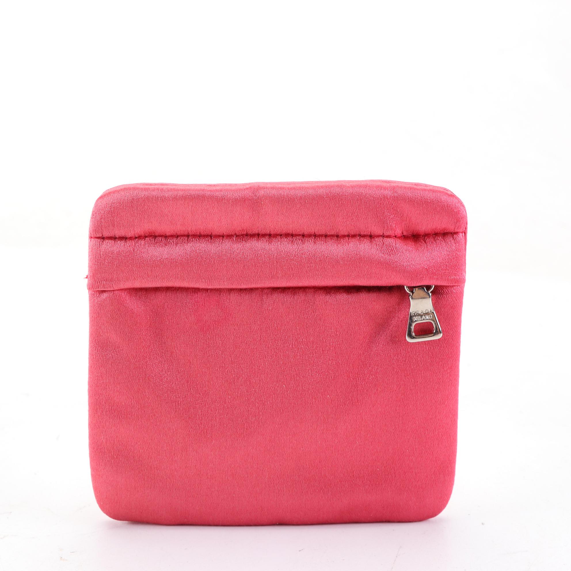 Prada Satin Zip Clutch and Small Zip Pouches