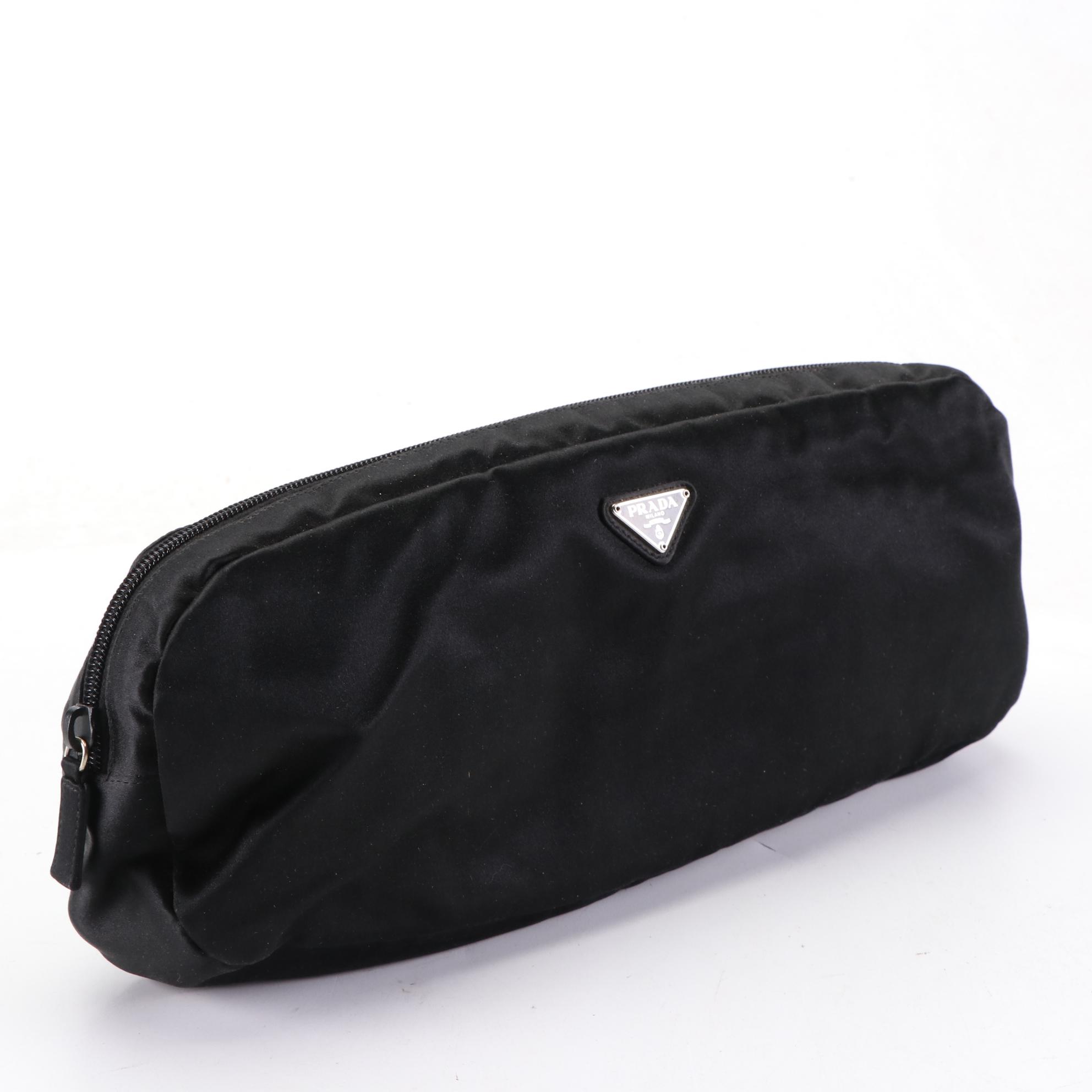 Prada Satin Zip Clutch and Small Zip Pouches