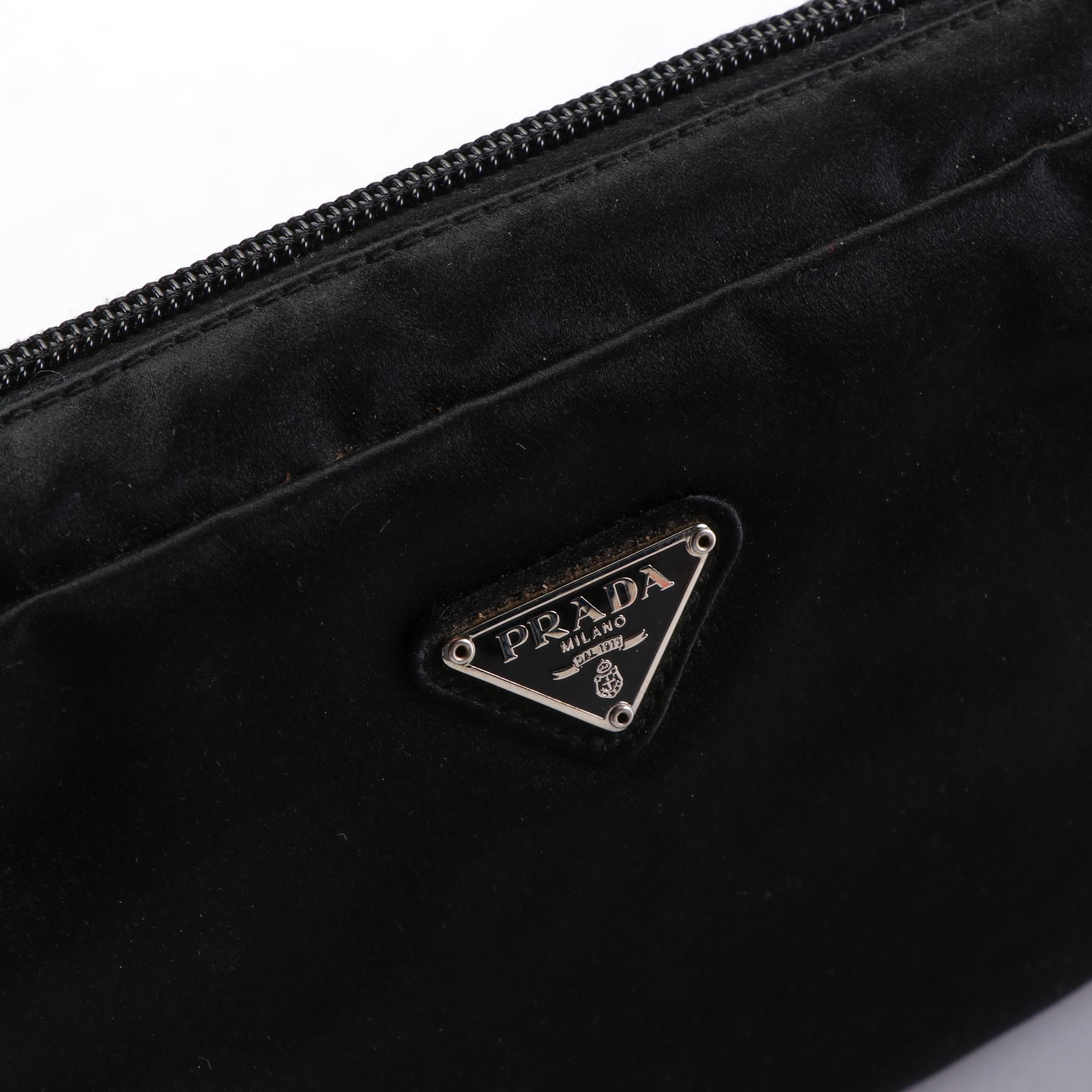 Prada Satin Zip Clutch and Small Zip Pouches
