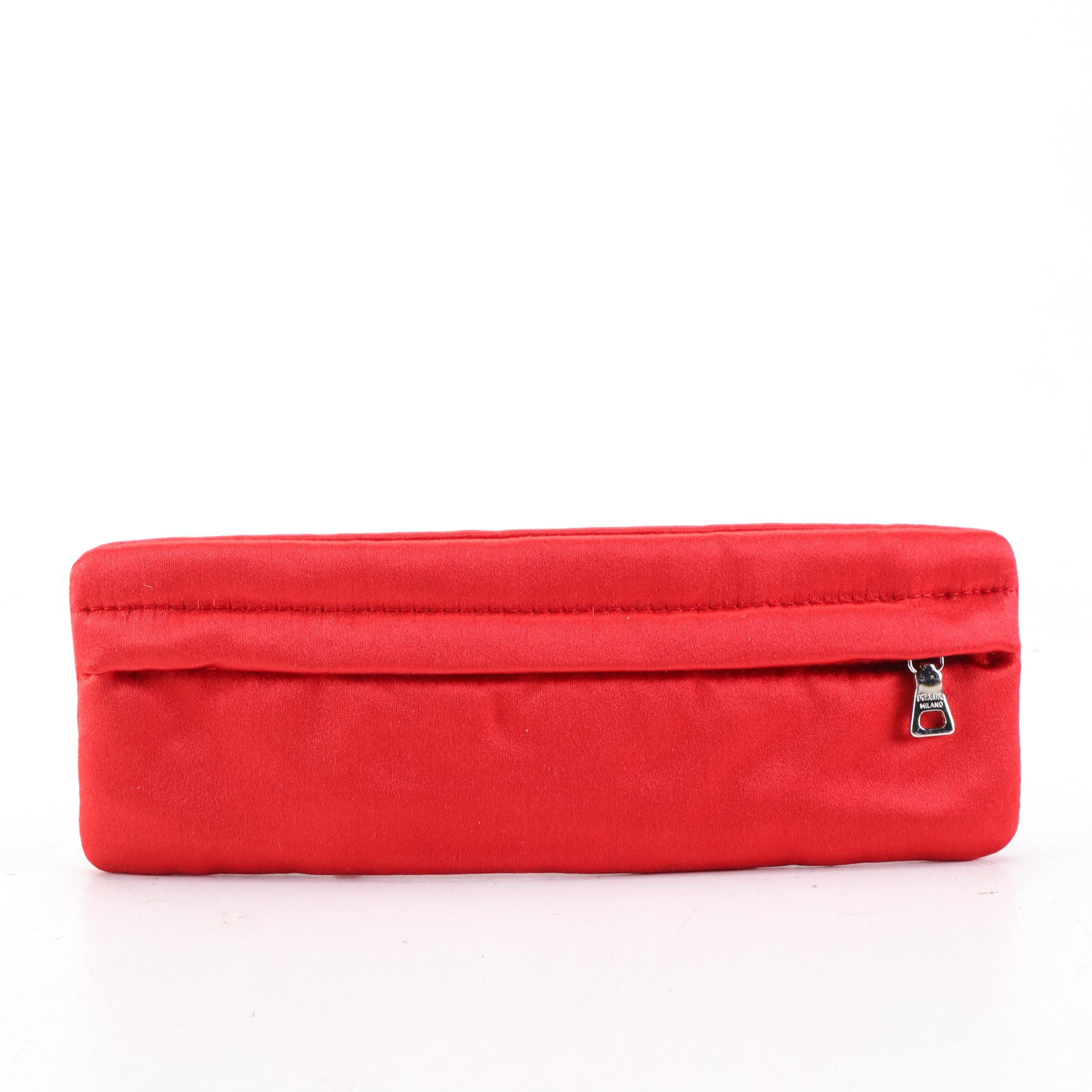 Prada Satin Zip Clutch and Small Zip Pouches