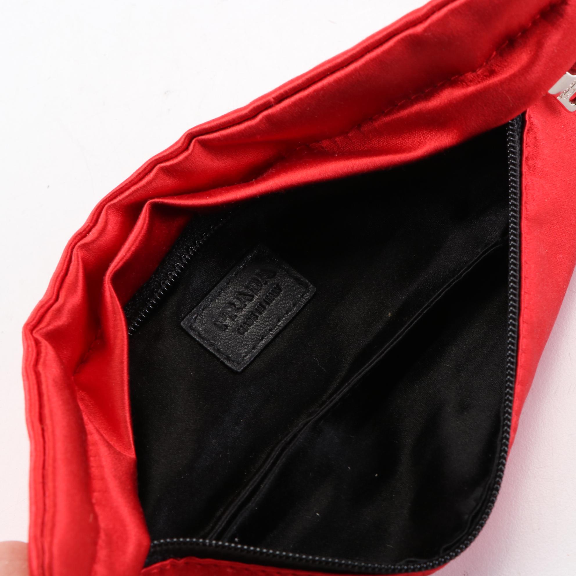 Prada Satin Zip Clutch and Small Zip Pouches