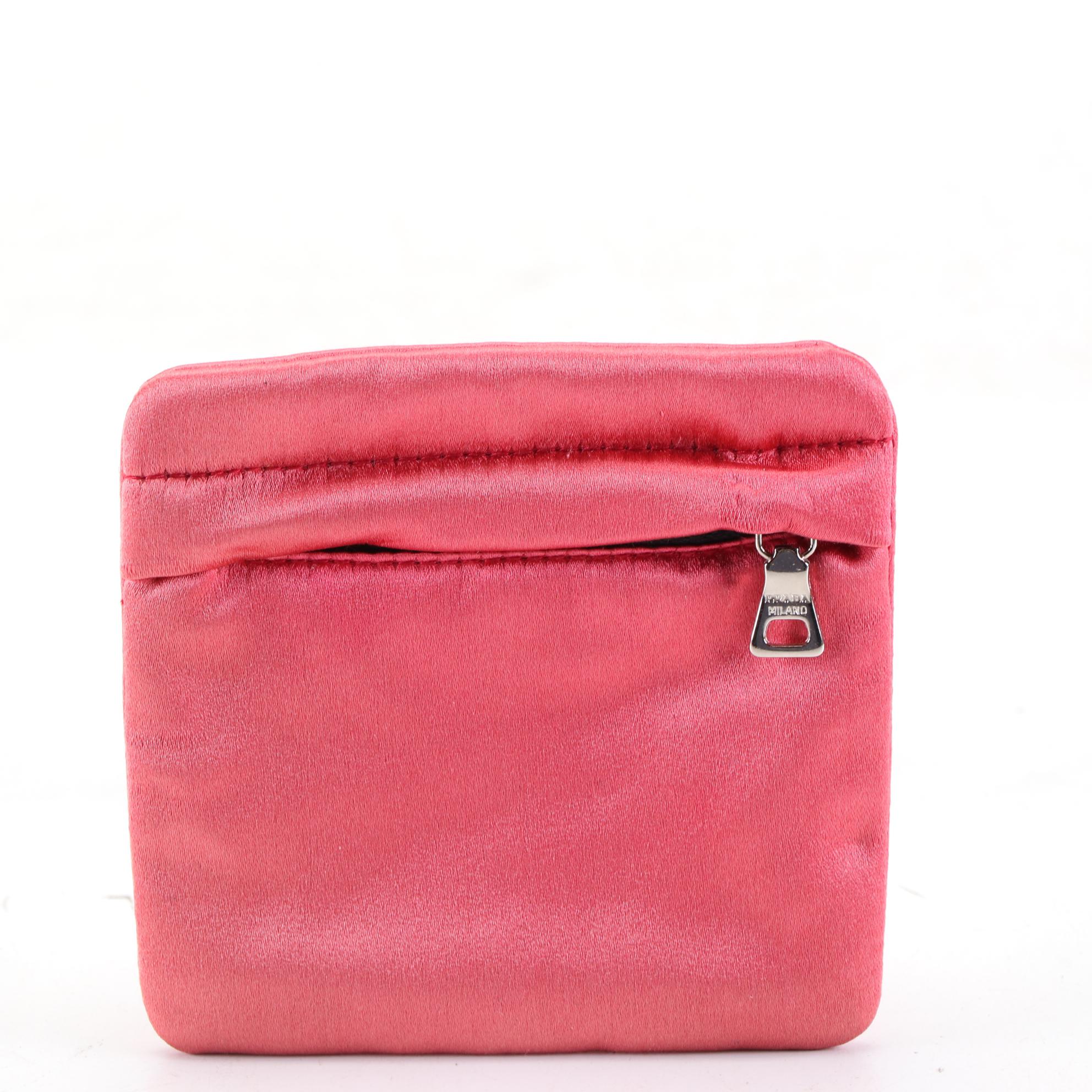 Prada Satin Zip Clutch and Small Zip Pouches