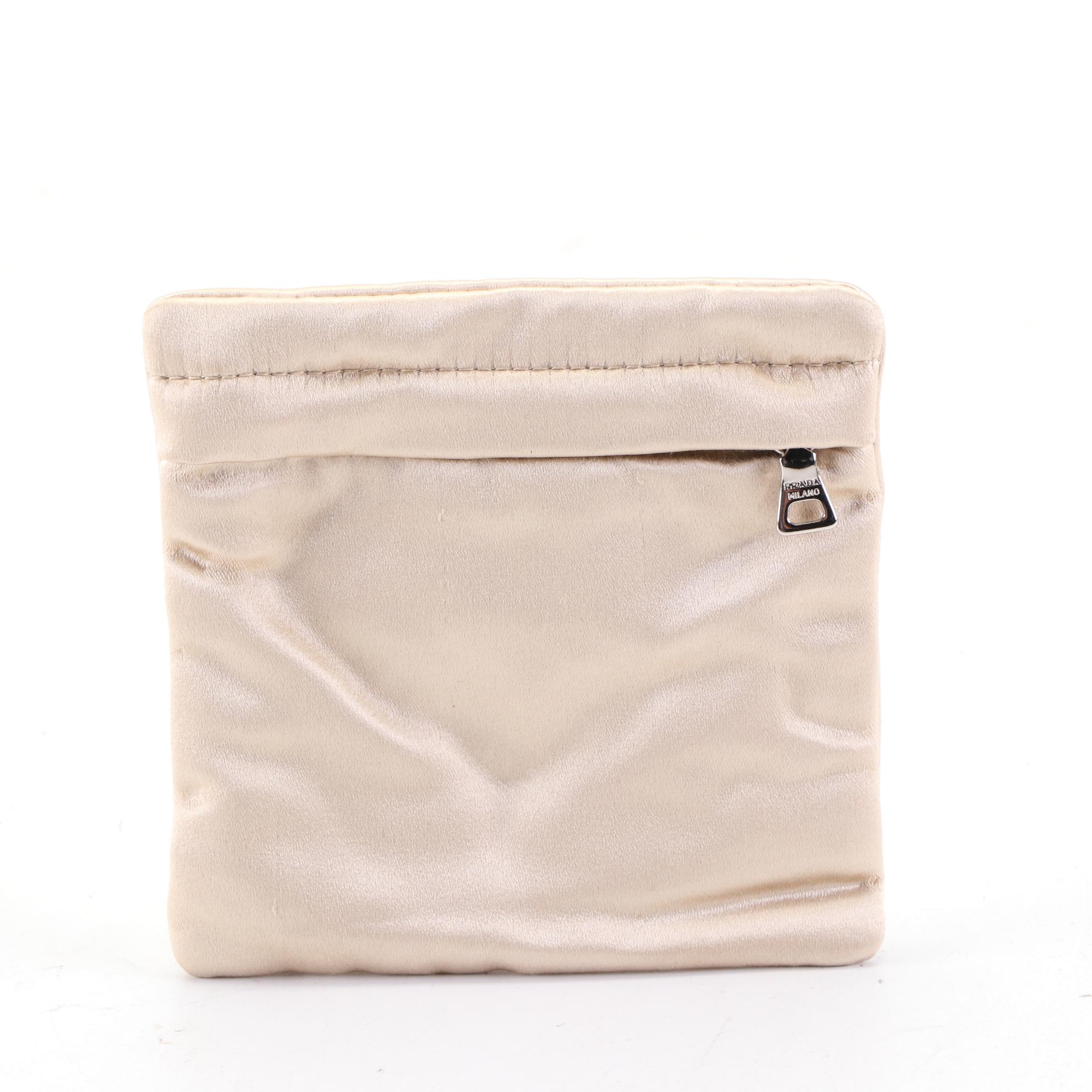 Prada Satin Zip Clutch and Small Zip Pouches