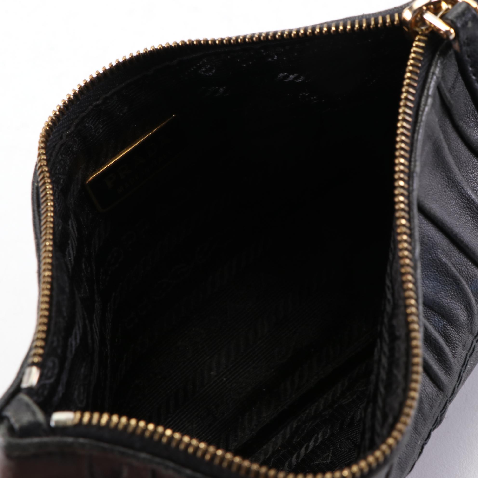 Prada Small Gaufre Leather Zip Clutch and Small Satin Zip Pouches