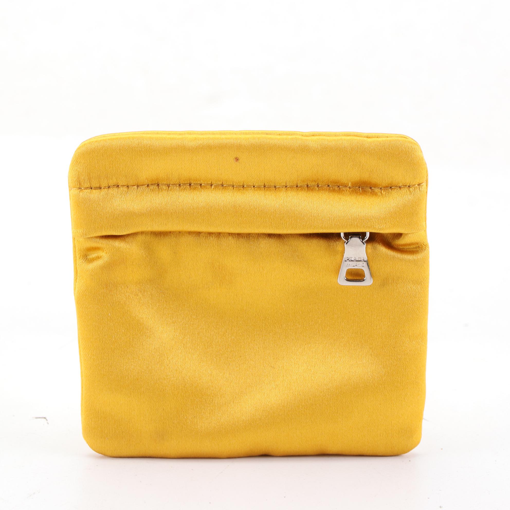 Prada Small Gaufre Leather Zip Clutch and Small Satin Zip Pouches