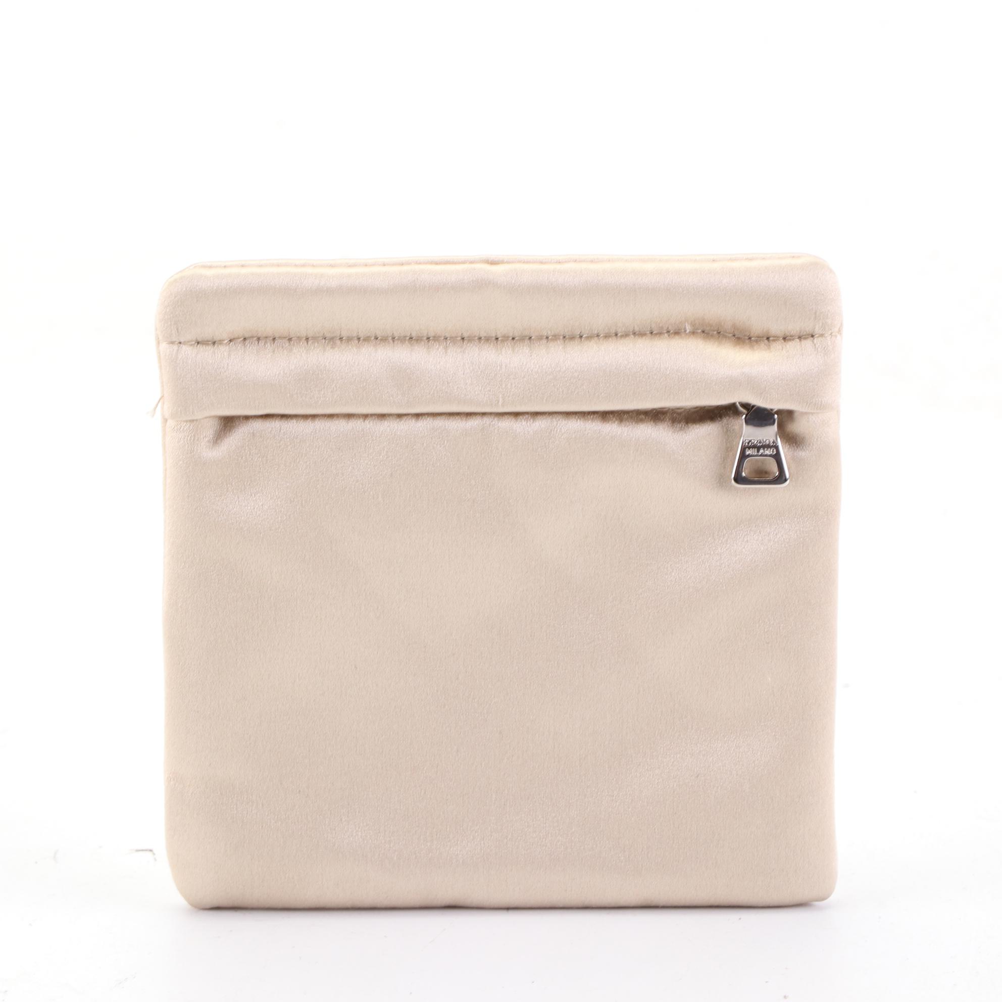 Prada Small Gaufre Leather Zip Clutch and Small Satin Zip Pouches