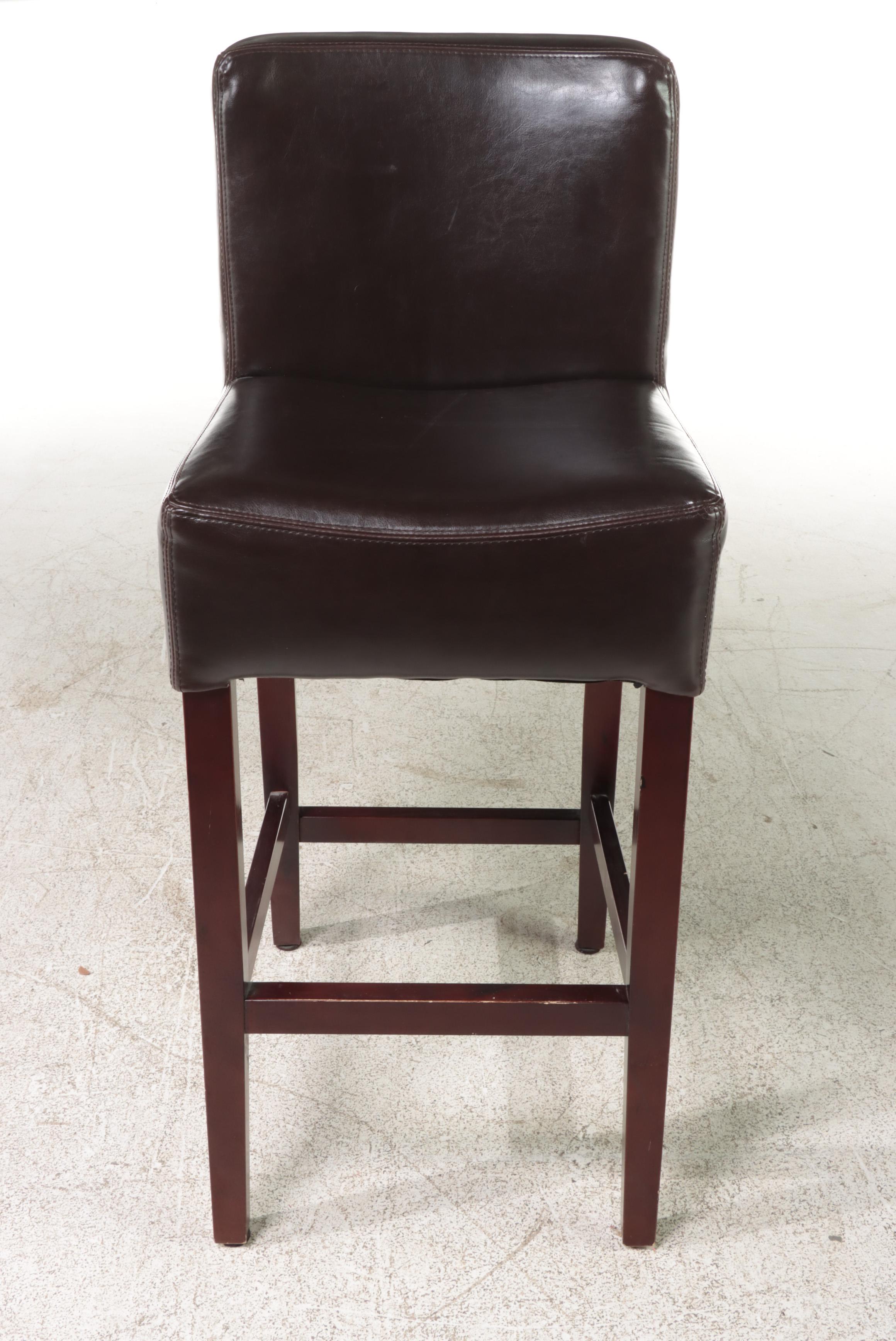 Pair of Four Hands "Henry" Faux-Leather Bar Stools