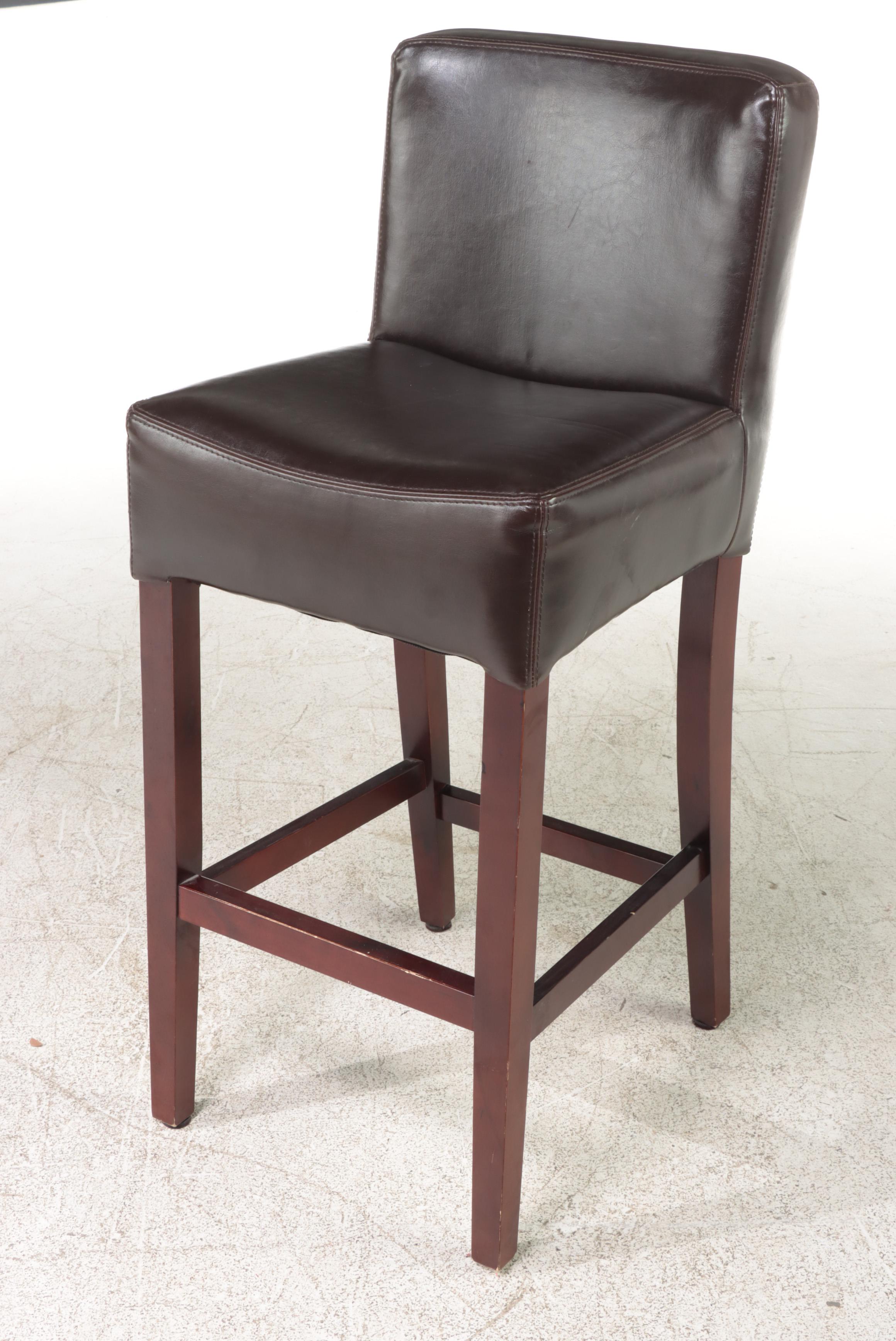 Pair of Four Hands "Henry" Faux-Leather Bar Stools