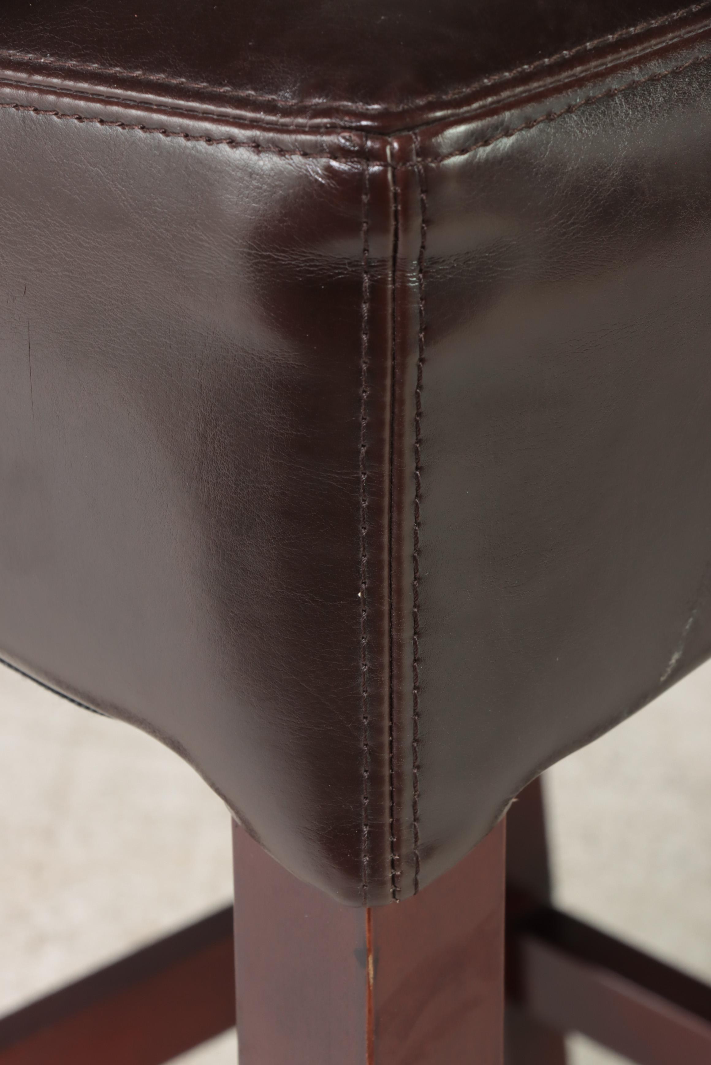 Pair of Four Hands "Henry" Faux-Leather Bar Stools