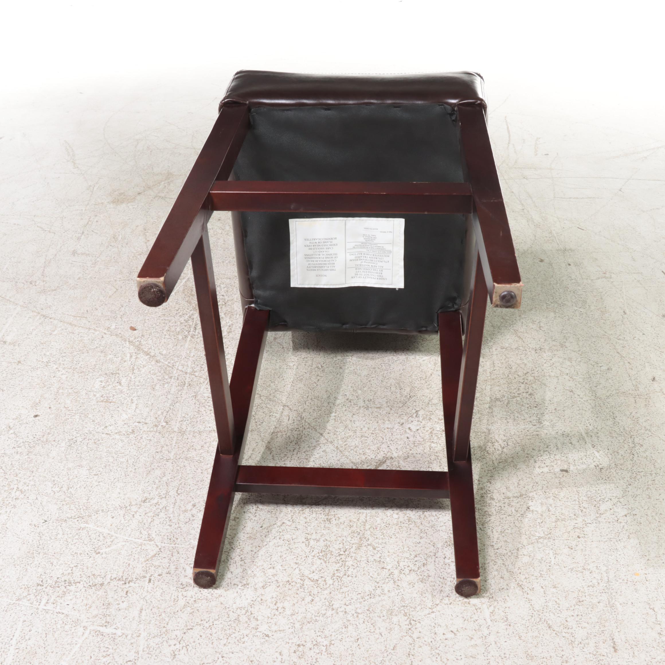 Pair of Four Hands "Henry" Faux-Leather Bar Stools