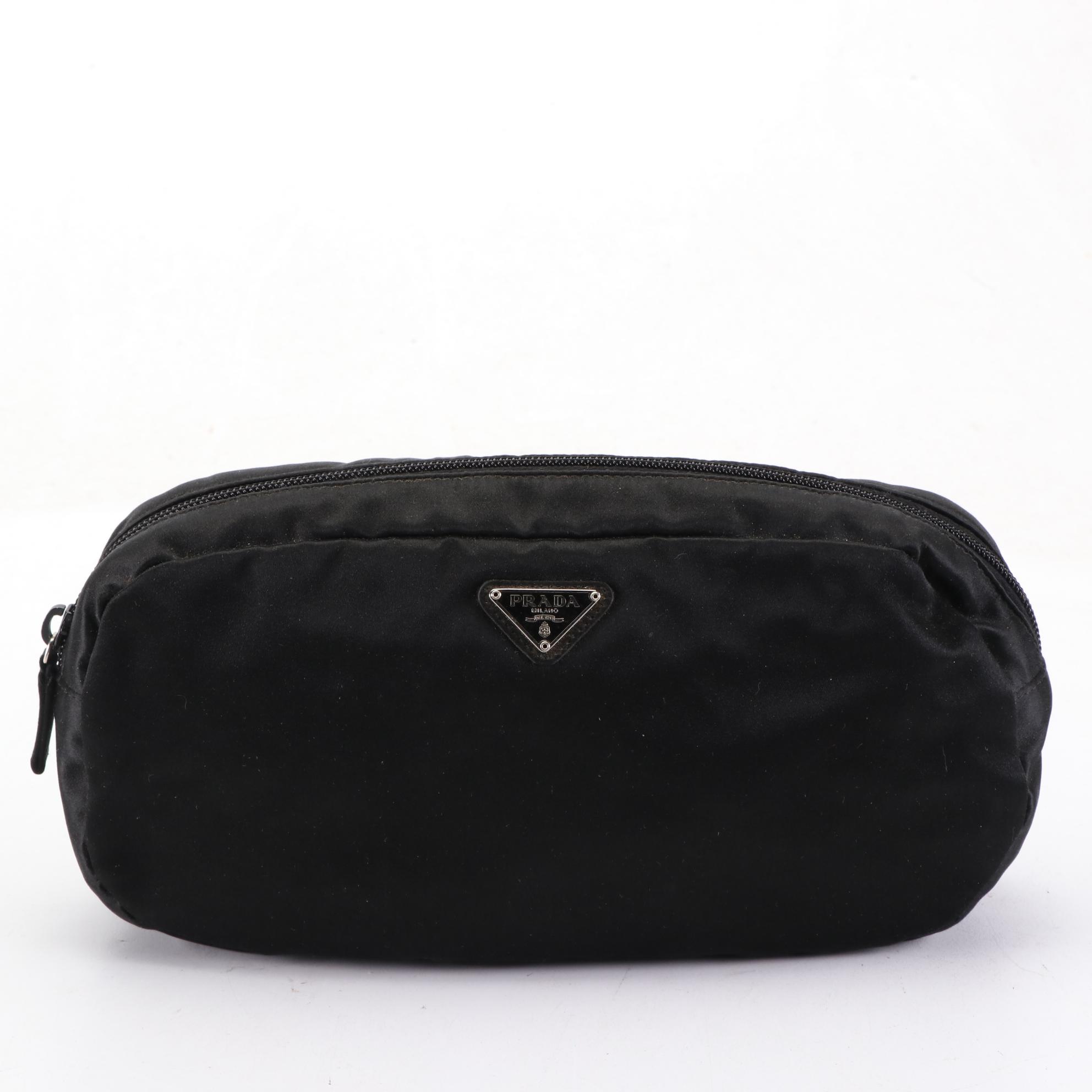 Prada Small Satin Zip Clutch and Small Zip Pouches