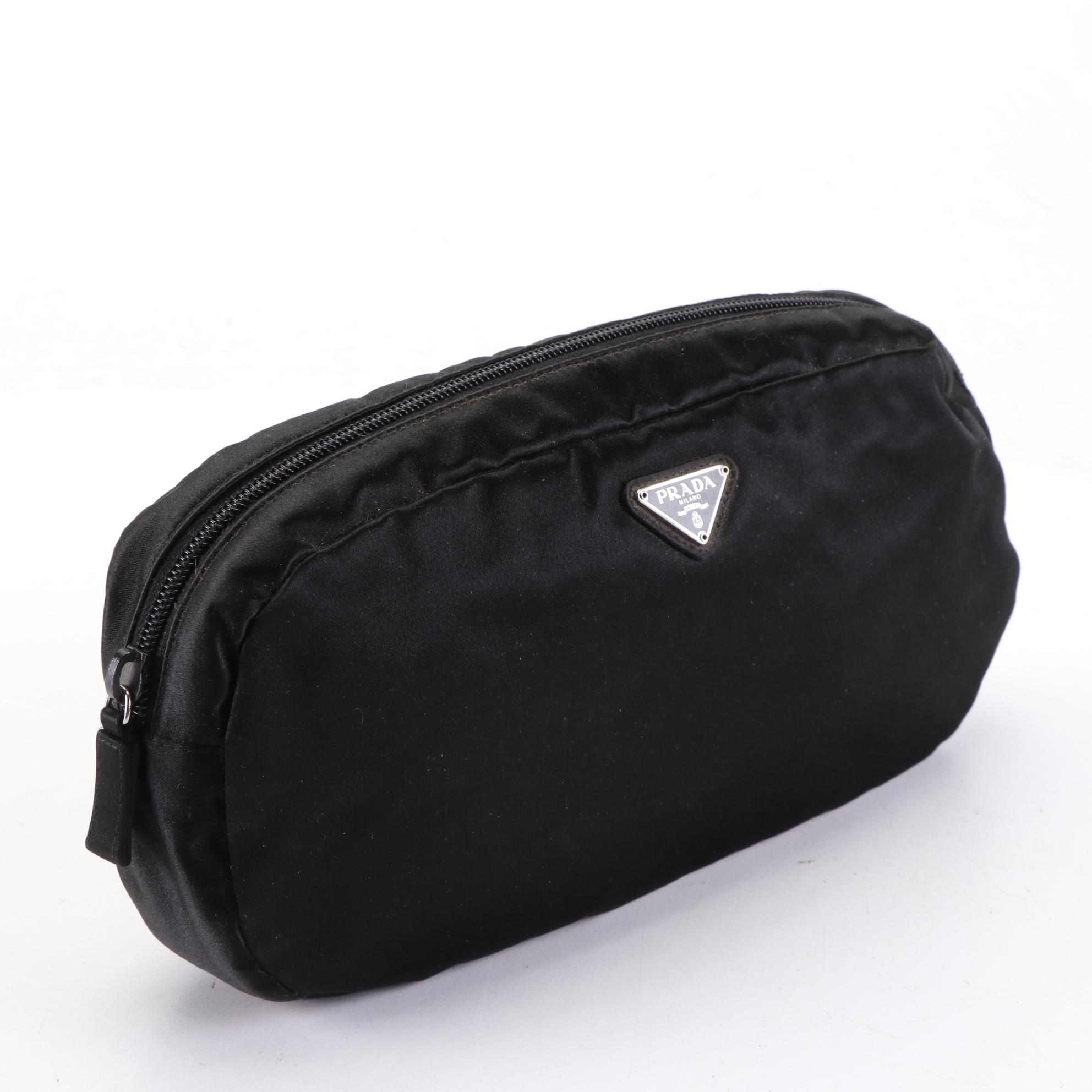 Prada Small Satin Zip Clutch and Small Zip Pouches