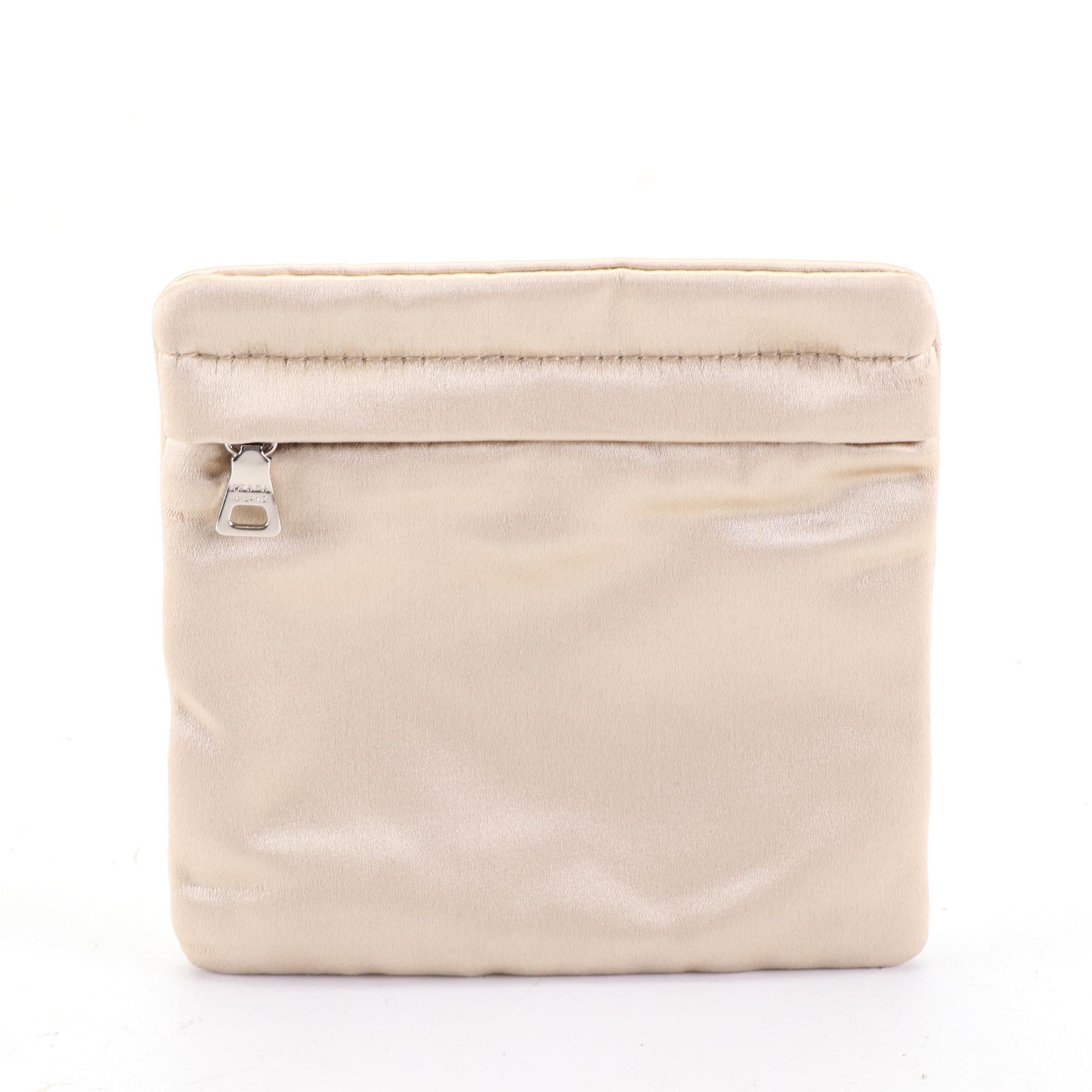 Prada Small Satin Zip Clutch and Small Zip Pouches