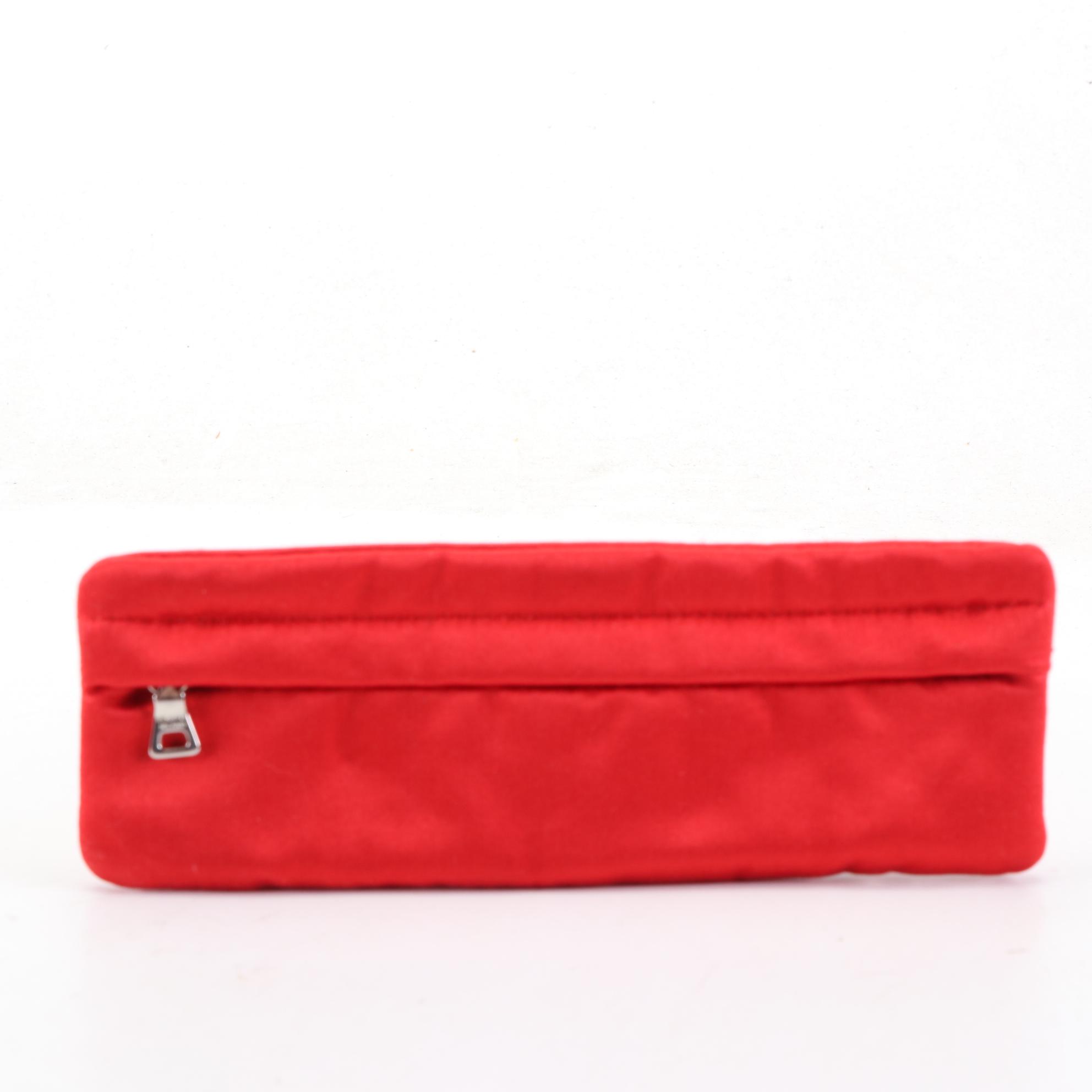 Prada Small Satin Zip Clutch and Small Zip Pouches