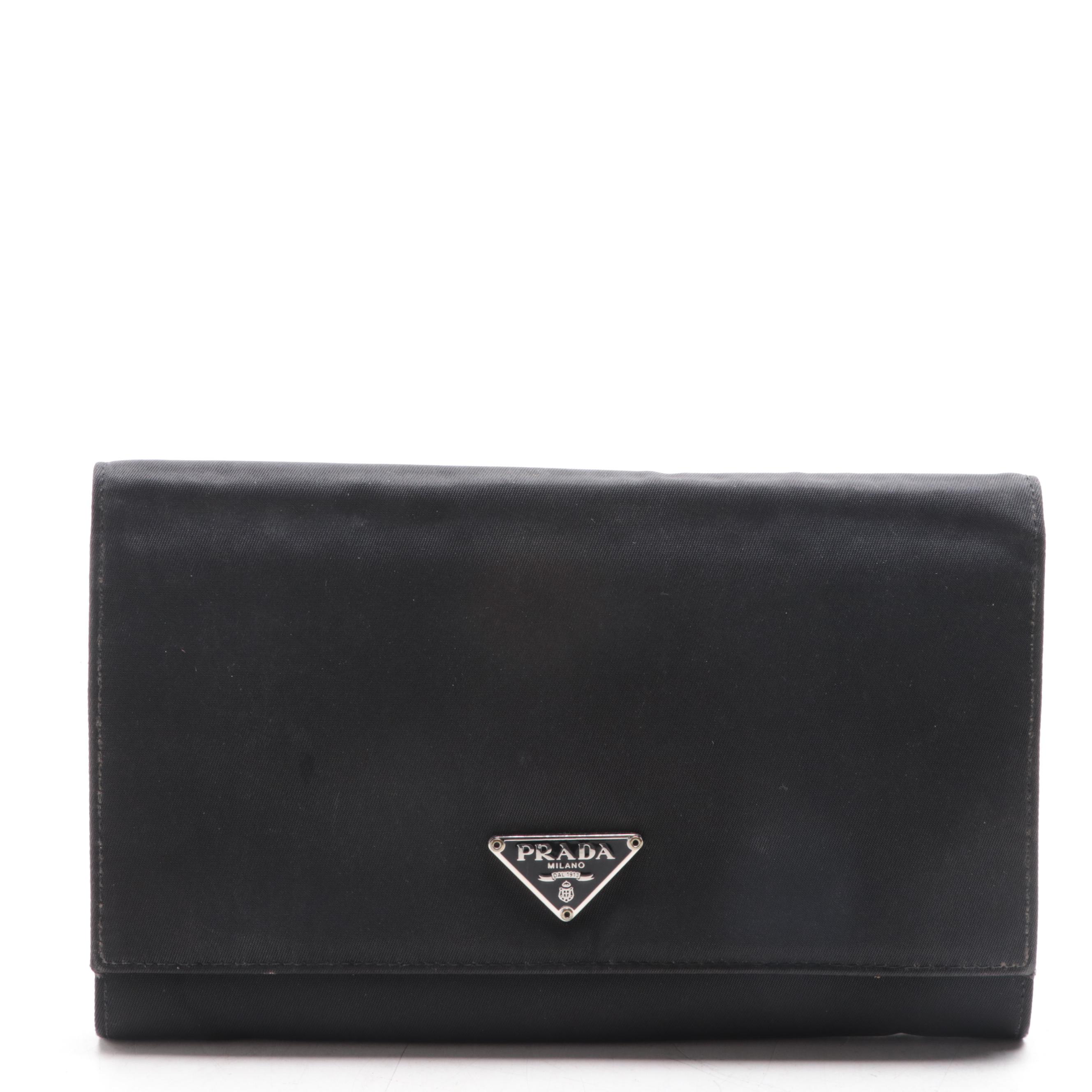 Prada Tessuto Accordion Wallet in Black Nylon