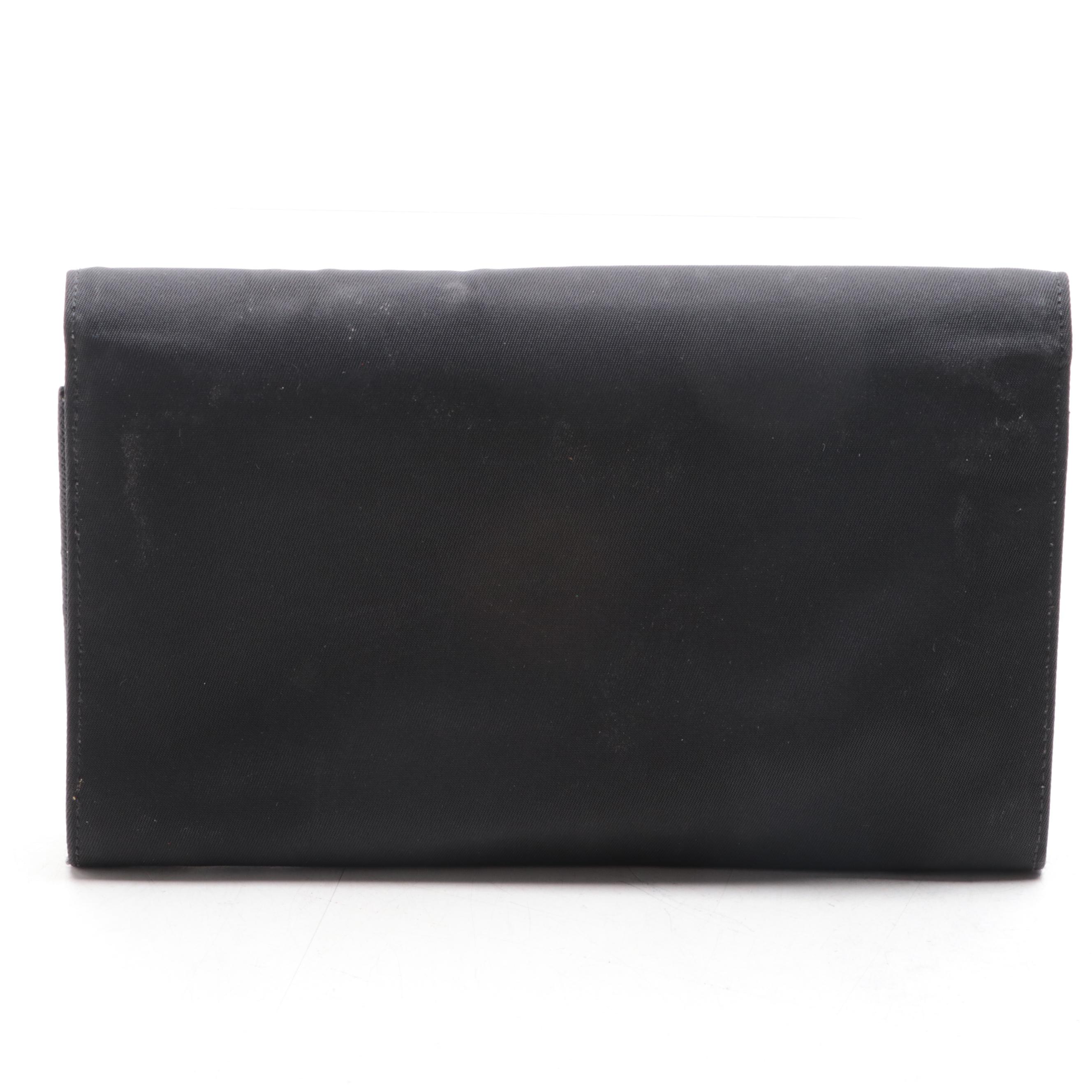 Prada Tessuto Accordion Wallet in Black Nylon