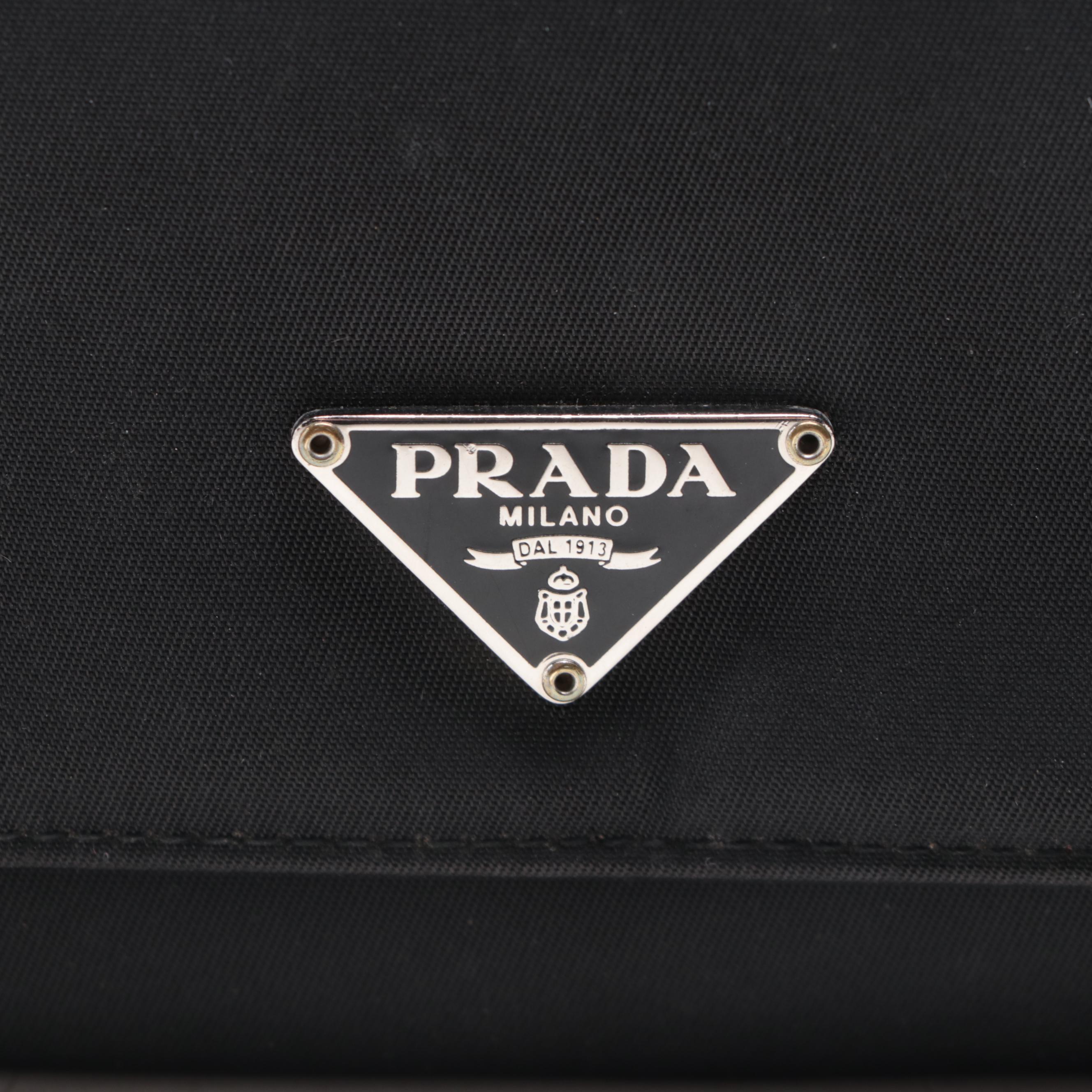 Prada Tessuto Accordion Wallet in Black Nylon