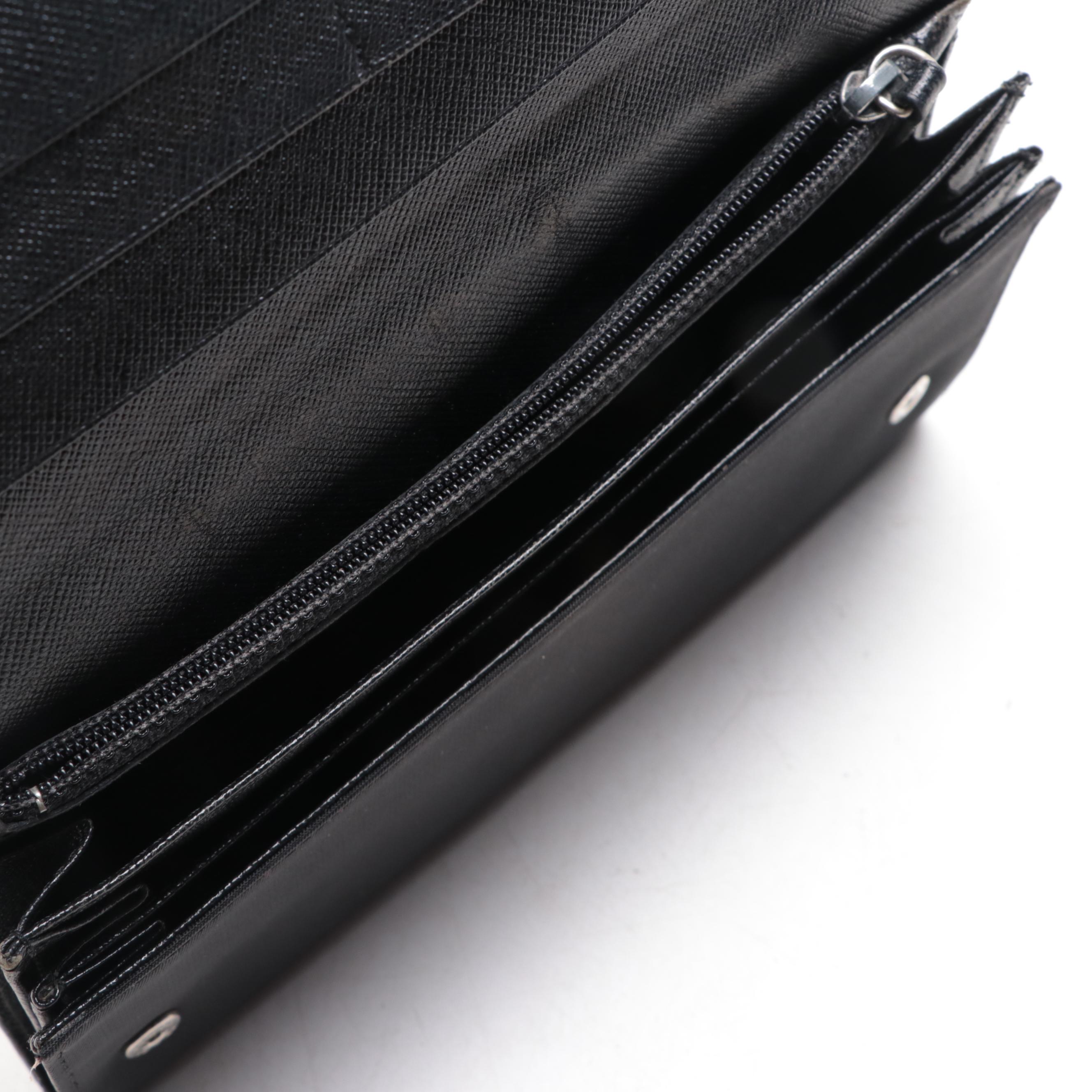 Prada Tessuto Accordion Wallet in Black Nylon