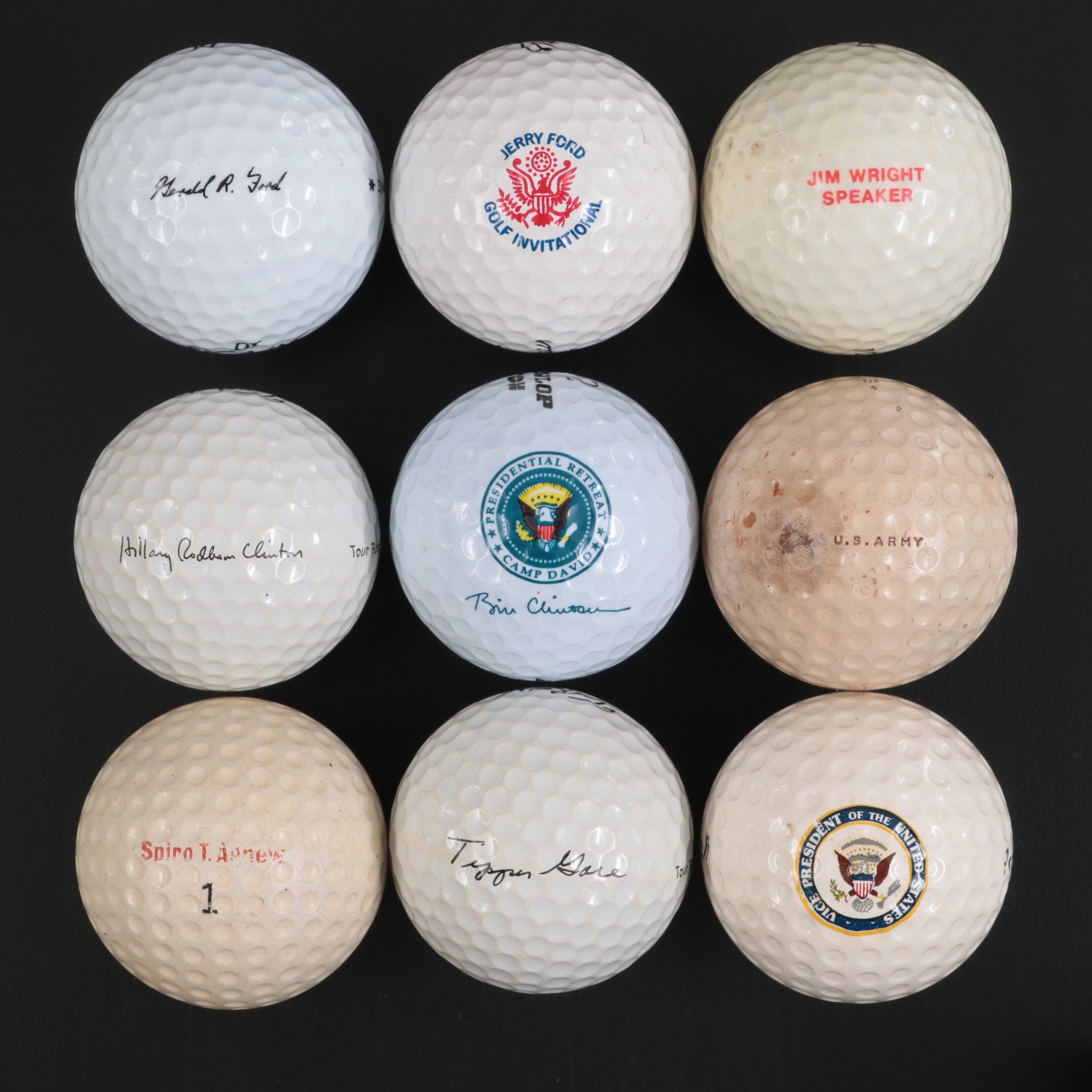 Presidential and Military Golf Balls with Bill Clinton, Gerald Ford, and More