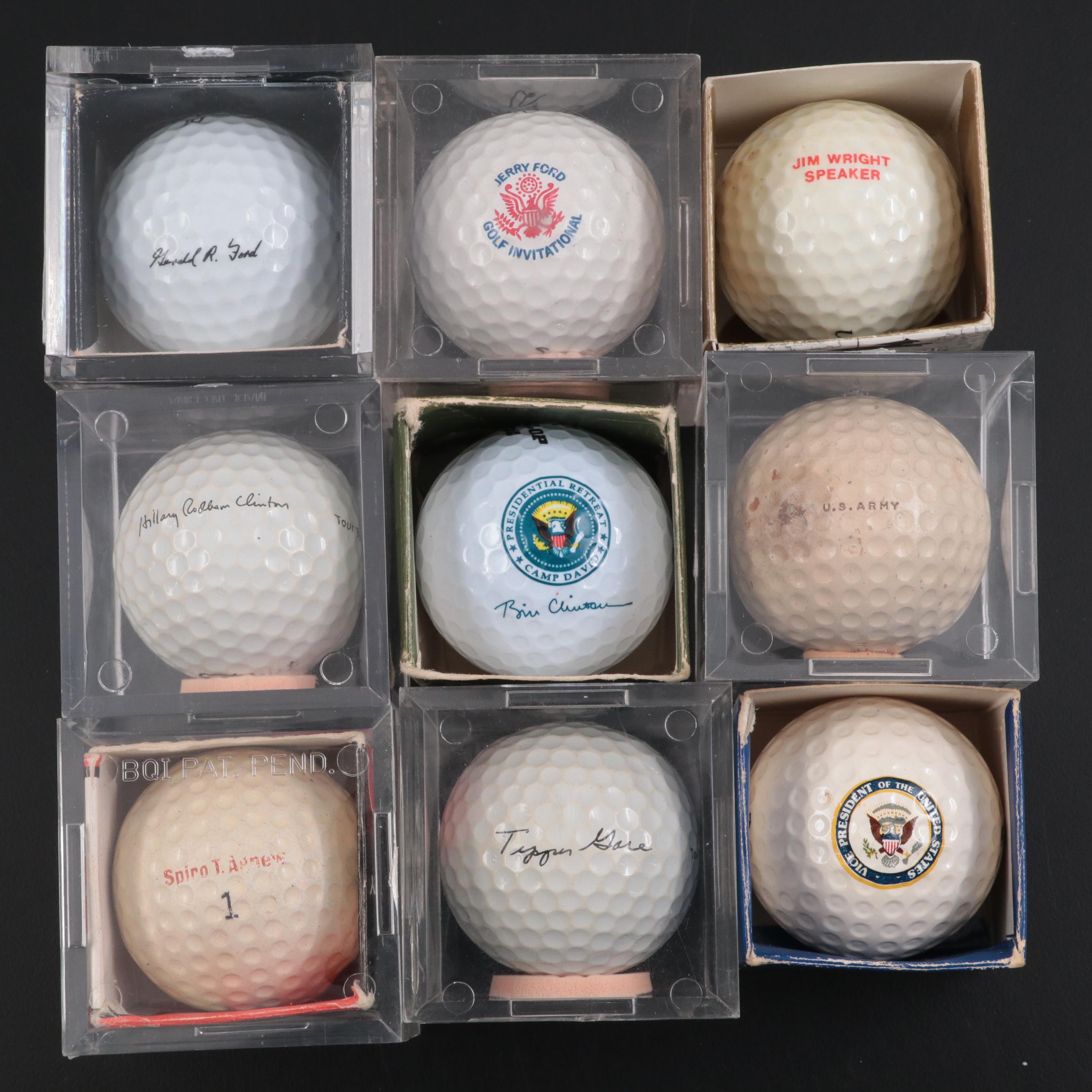 Presidential and Military Golf Balls with Bill Clinton, Gerald Ford, and More
