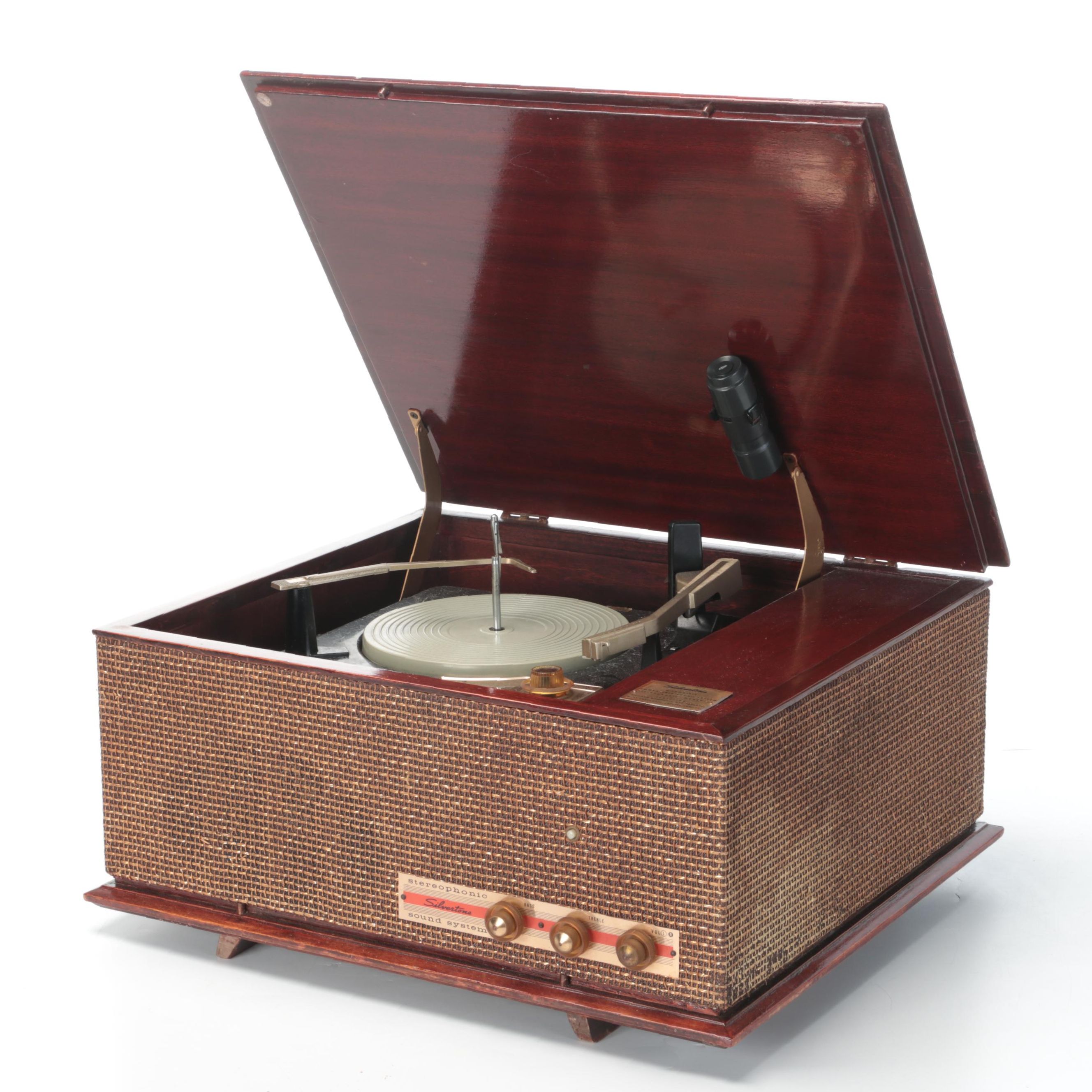 Silvertone Model 9252 Mahogany Veneered Stereophonic Sound System, 1950s