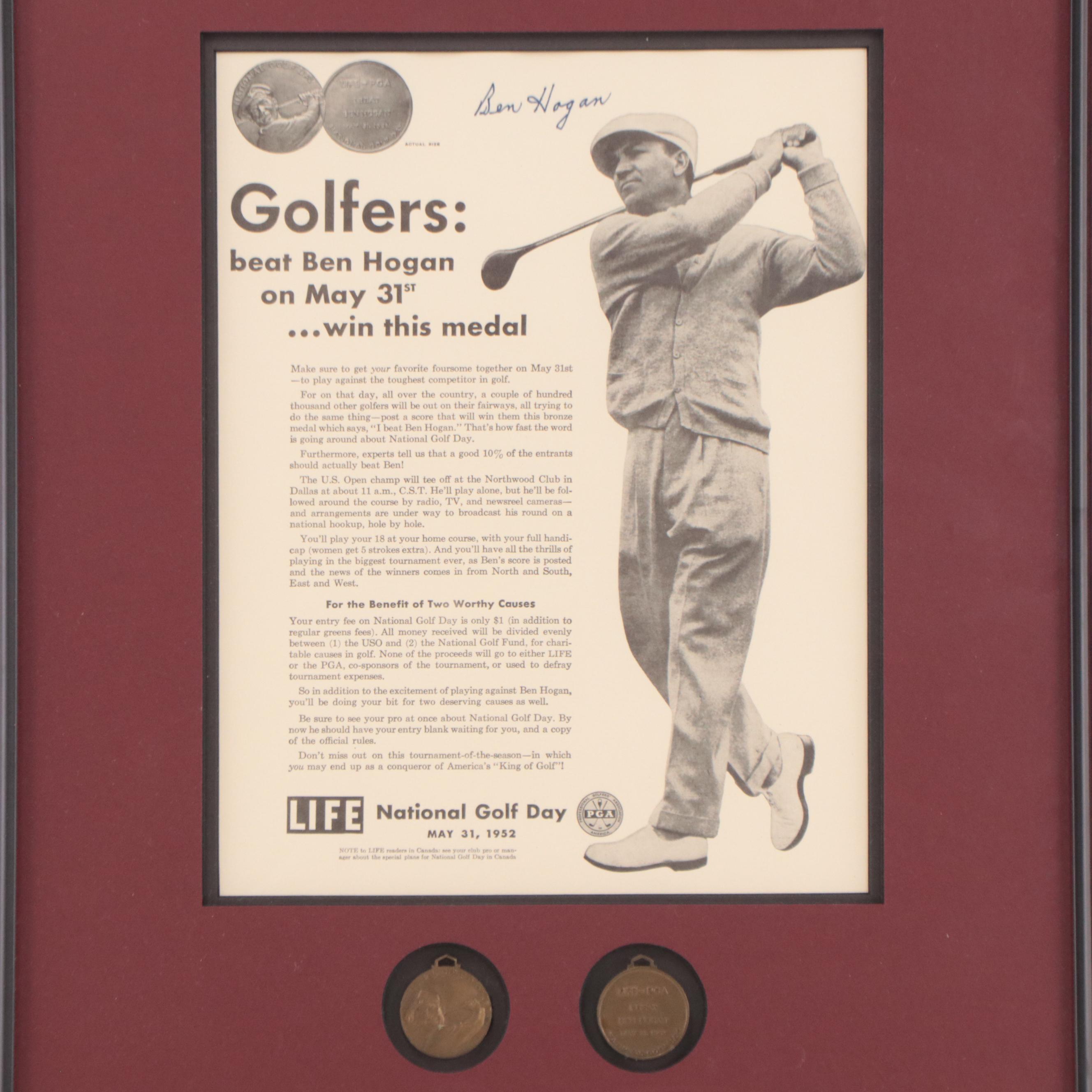 Ben Hogan Signed LIFE Magazine Advertisement in Matted Display