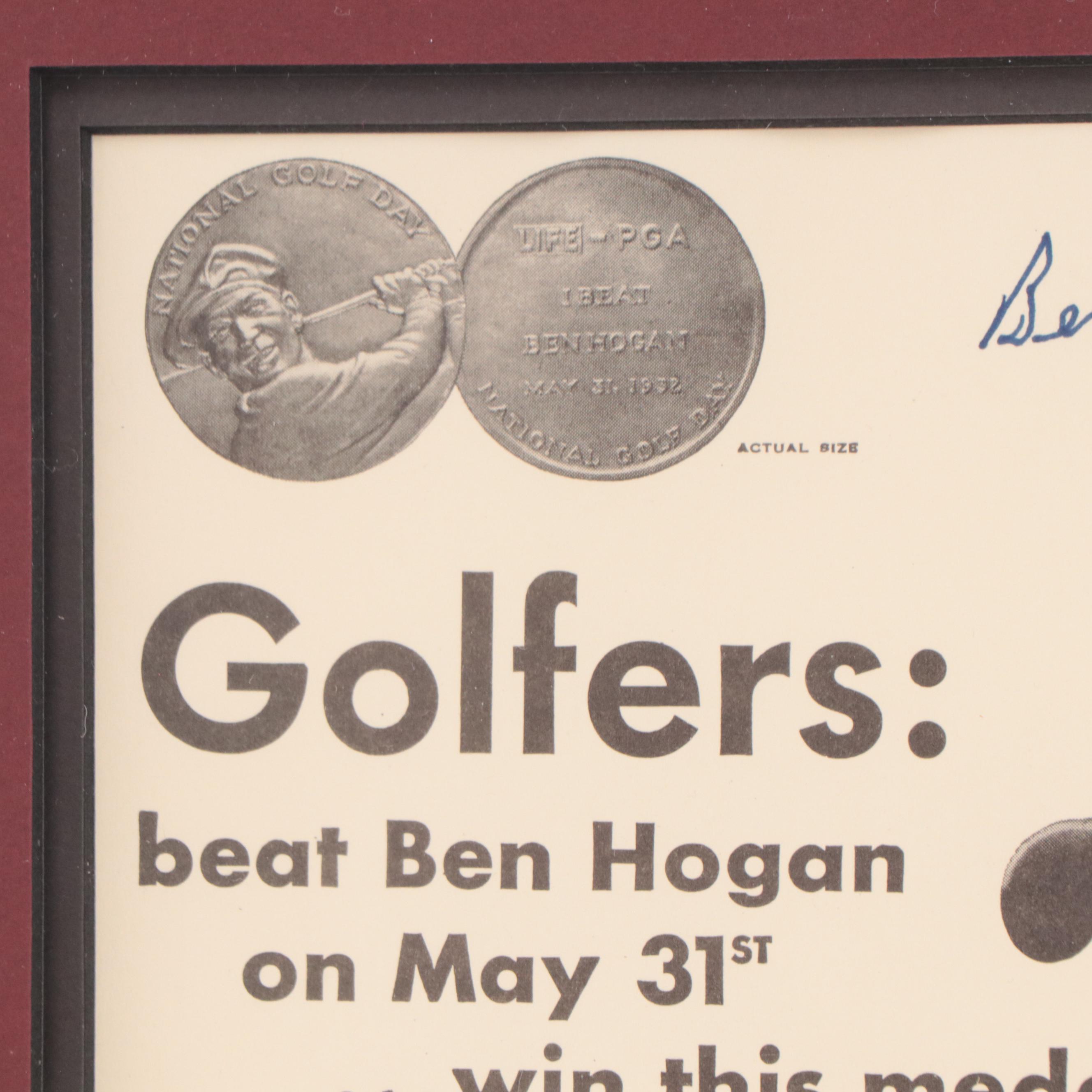 Ben Hogan Signed LIFE Magazine Advertisement in Matted Display